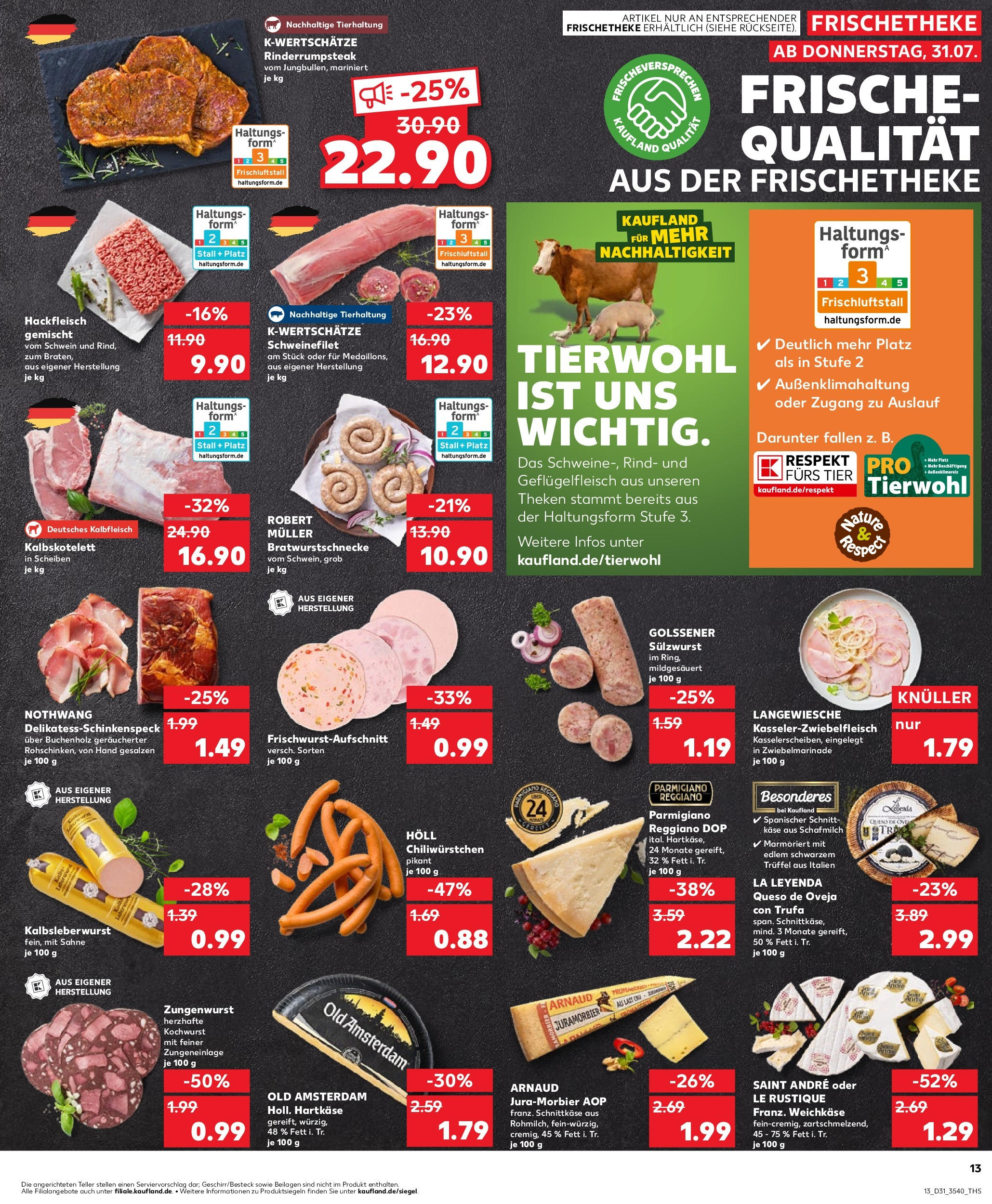 Prospekt Kaufland ab 31.07.2025 » Angebote und Werbung Online | Seite: 13 | Produkte: Käse, Schweinefilet, Chili, Sahne Prospekt Kaufland ab 31.07.2025 » Angebote Online zum Blättern | Seite: 13 | Produkte: Käse, Schweinefilet, Chili, Sahne
