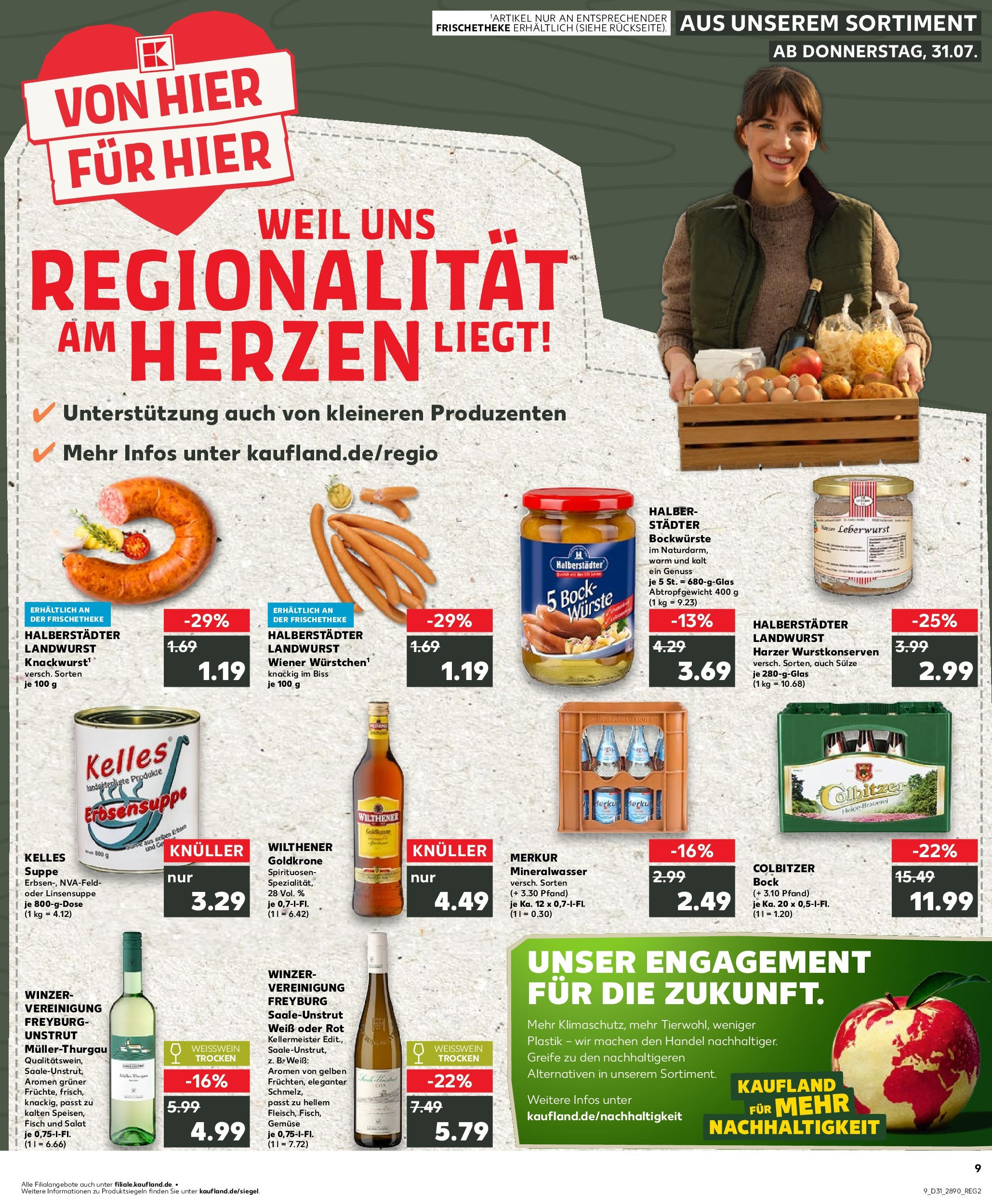 Prospekt Kaufland ab 31.07.2025 » Angebote Online zum Blättern | Seite: 9 | Produkte: Weißwein, Fisch, Gemüse, Salat
