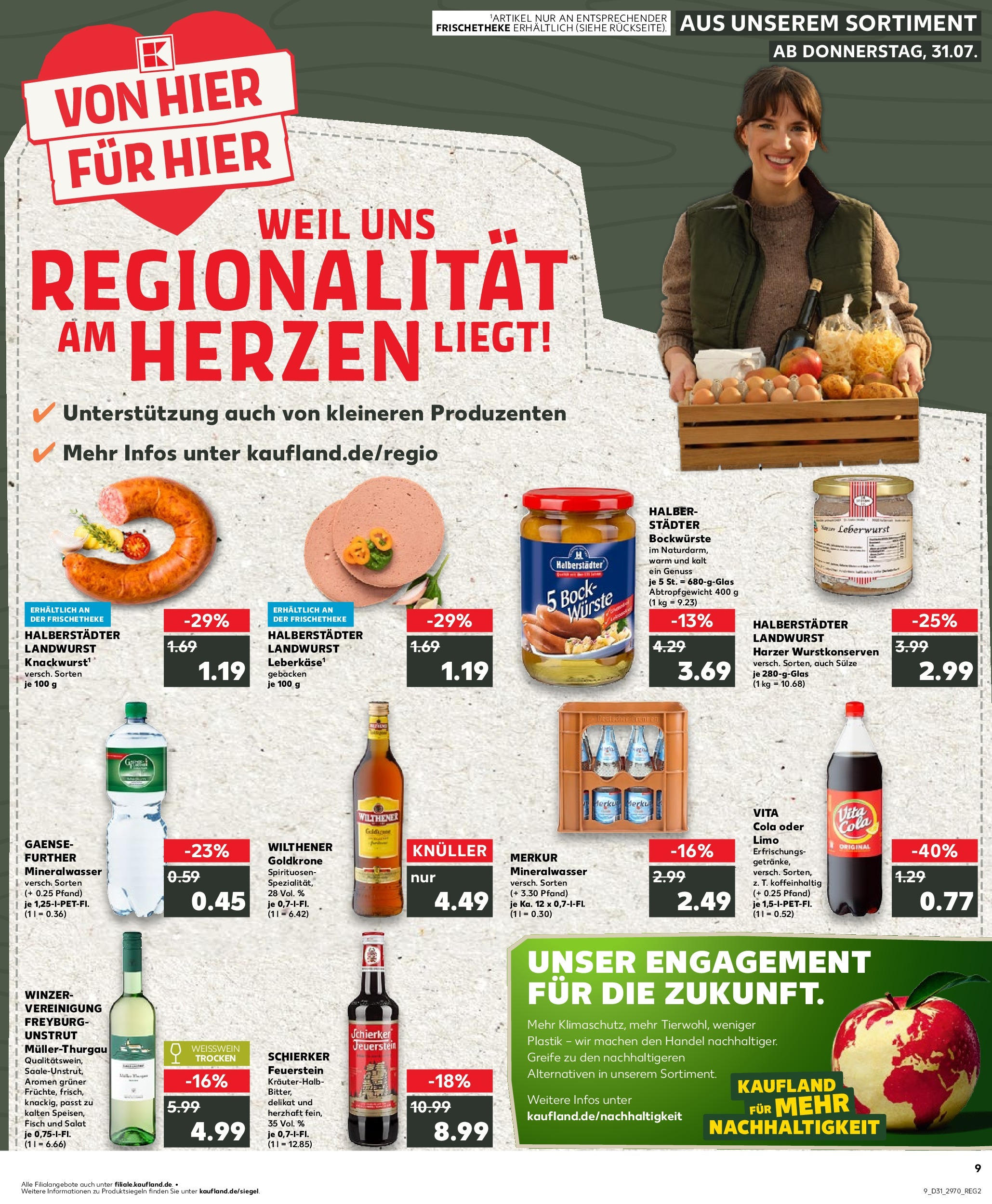 Prospekt Kaufland ab 31.07.2025 » Angebote Online zum Blättern | Seite: 9 | Produkte: Weißwein, Mineralwasser, Fisch, Vita cola