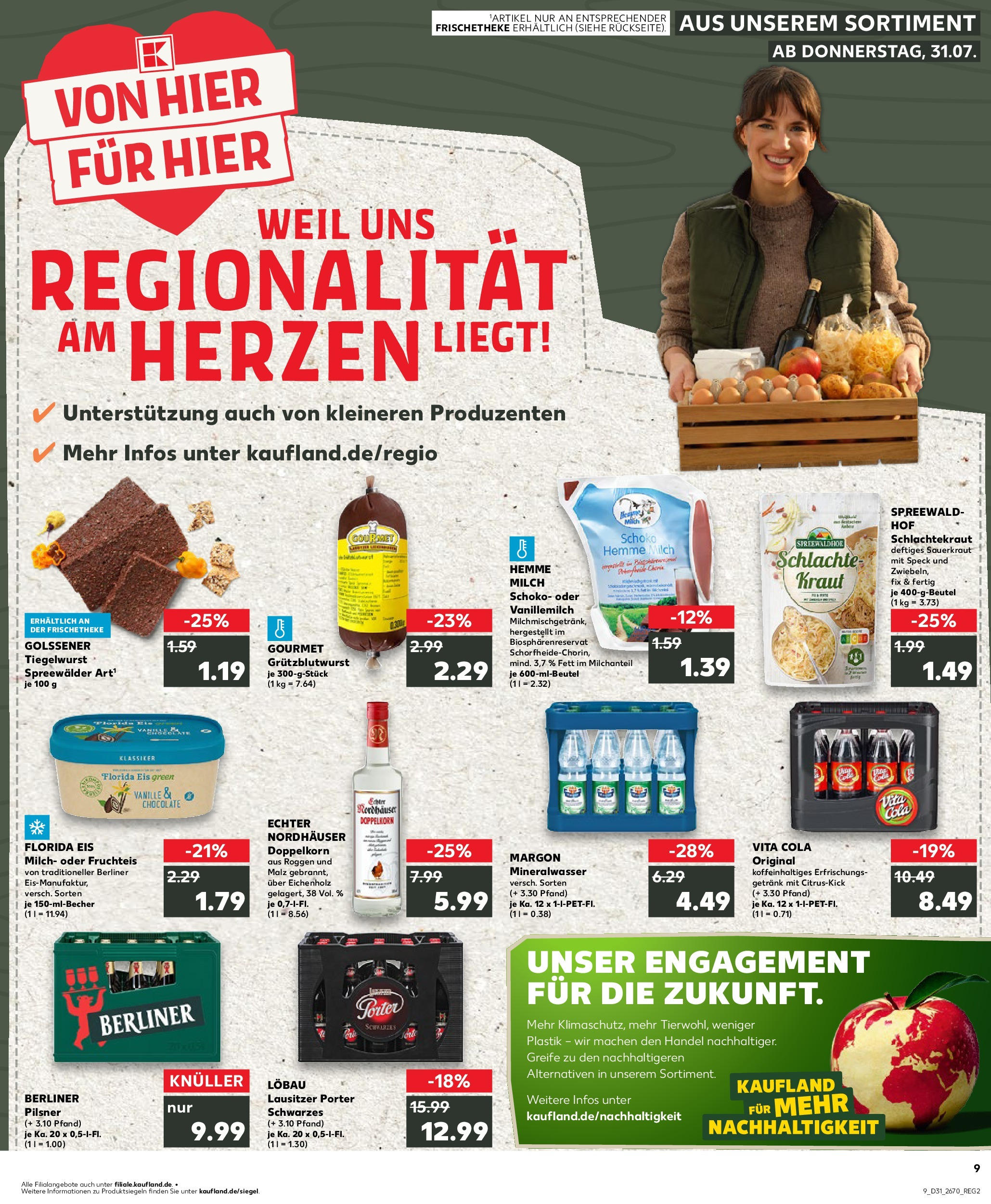 Prospekt Kaufland ab 31.07.2025 » Angebote und Werbung Online | Seite: 9 | Produkte: Mineralwasser, Kraut, Eis, Berliner pilsner Prospekt Kaufland ab 31.07.2025 » Angebote Online zum Blättern | Seite: 9 | Produkte: Mineralwasser, Kraut, Eis, Berliner pilsner