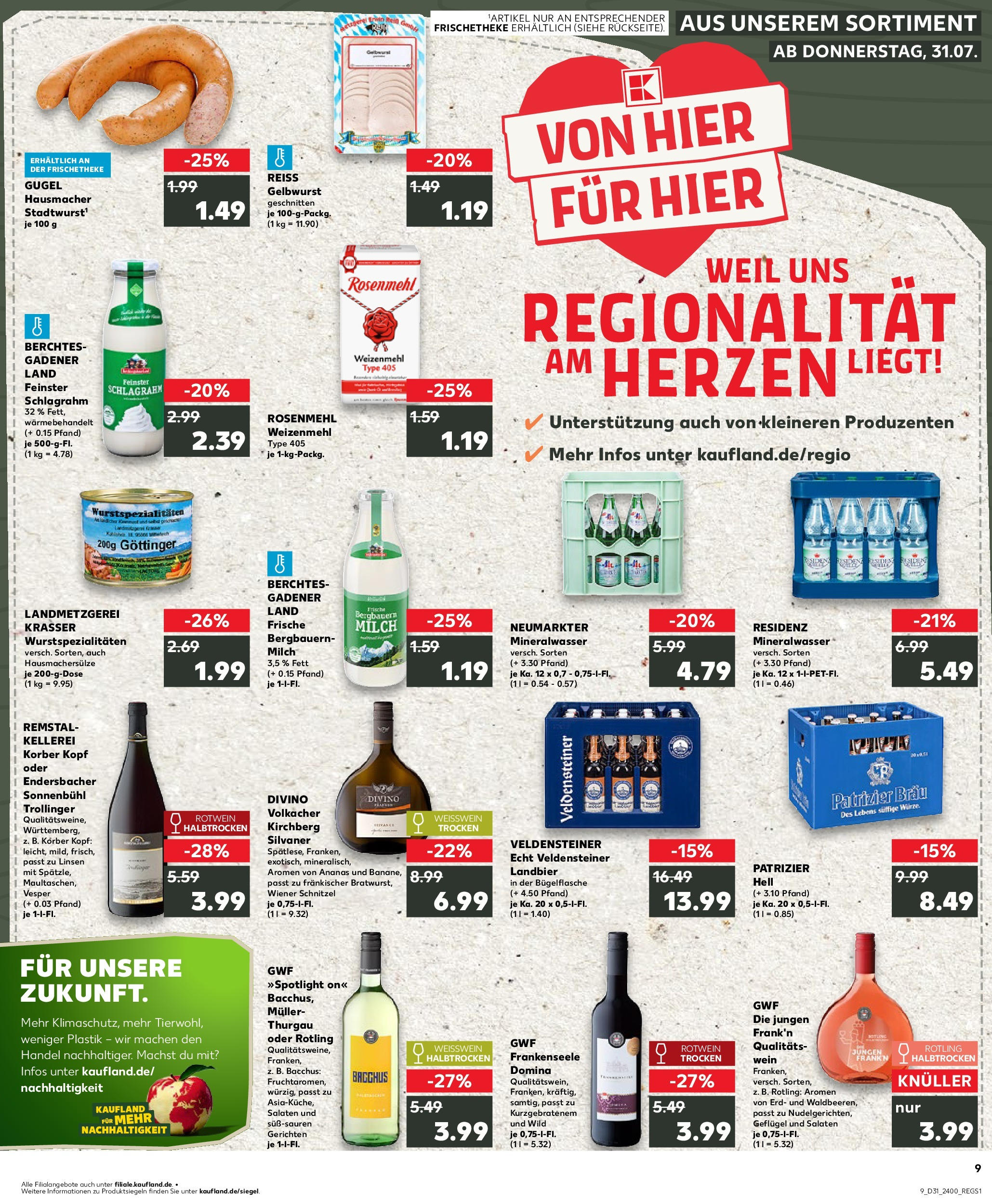 Prospekt Kaufland ab 31.07.2025 » Angebote und Werbung Online | Seite: 9 | Produkte: Milch, Ananas, Weizenmehl, Wein Prospekt Kaufland ab 31.07.2025 » Angebote Online zum Blättern | Seite: 9 | Produkte: Milch, Ananas, Weizenmehl, Wein