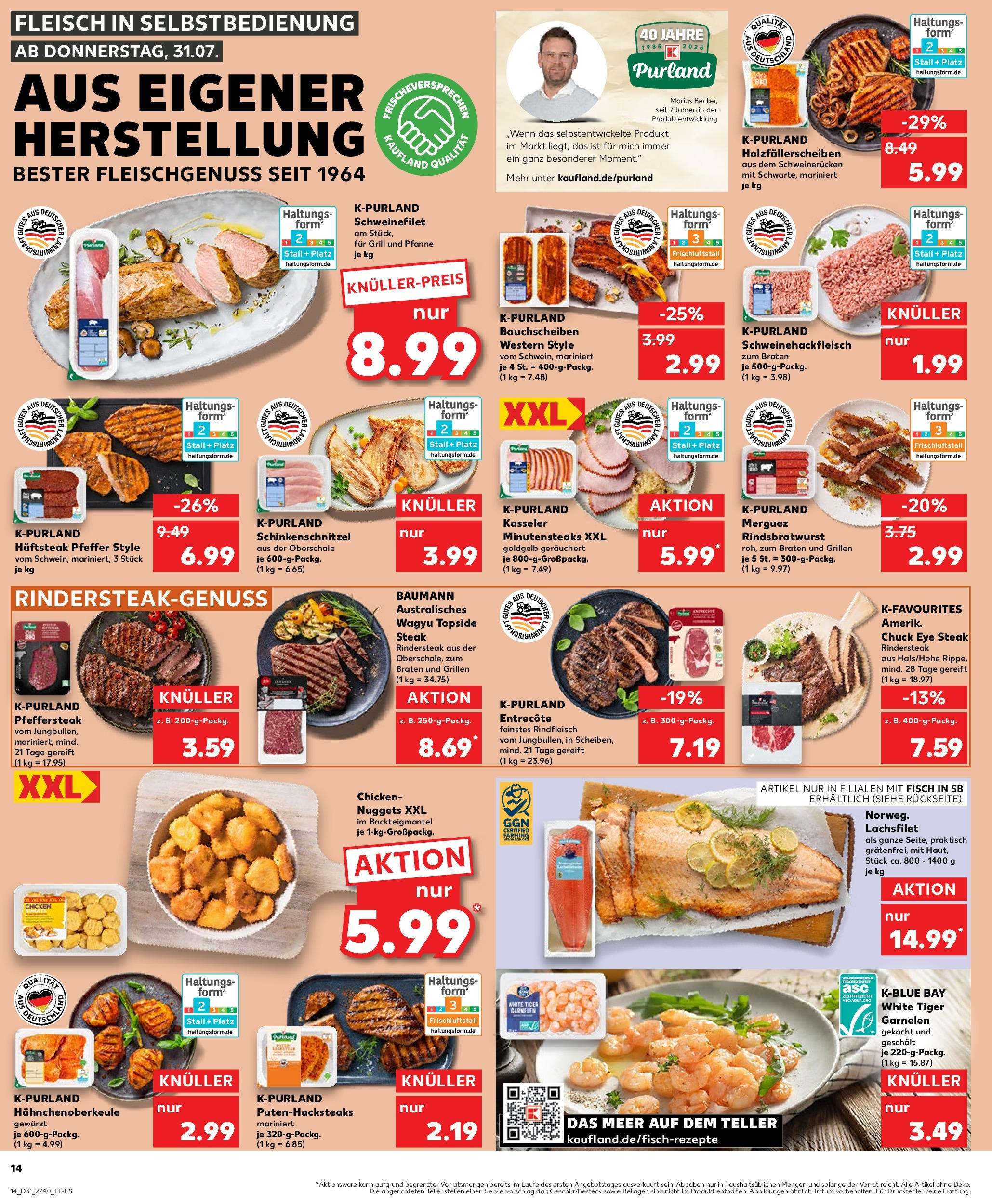 Prospekt Kaufland ab 31.07.2025 » Angebote und Werbung Online | Seite: 14 | Produkte: Grill, Schweinefilet, Rindfleisch, Steak Prospekt Kaufland ab 31.07.2025 » Angebote Online zum Blättern | Seite: 14 | Produkte: Grill, Schweinefilet, Rindfleisch, Steak