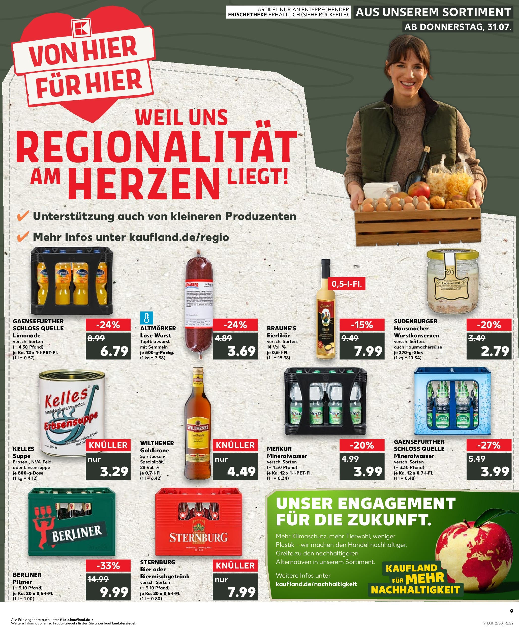 Prospekt Kaufland ab 31.07.2025 » Angebote und Werbung Online | Seite: 9 | Produkte: Berliner, Bier, Limonade, Berliner pilsner Prospekt Kaufland ab 31.07.2025 » Angebote Online zum Blättern | Seite: 9 | Produkte: Berliner, Bier, Limonade, Berliner pilsner