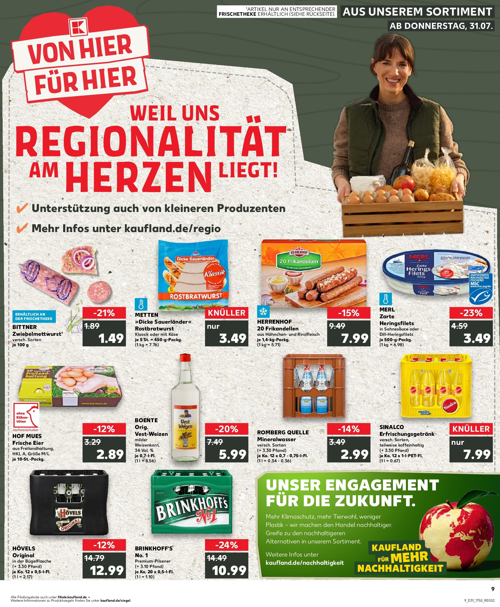 Prospekt Kaufland ab 31.07.2025 » Angebote Online zum Blättern | Seite: 9 | Produkte: Sinalco, Käse, Eier, Rindfleisch