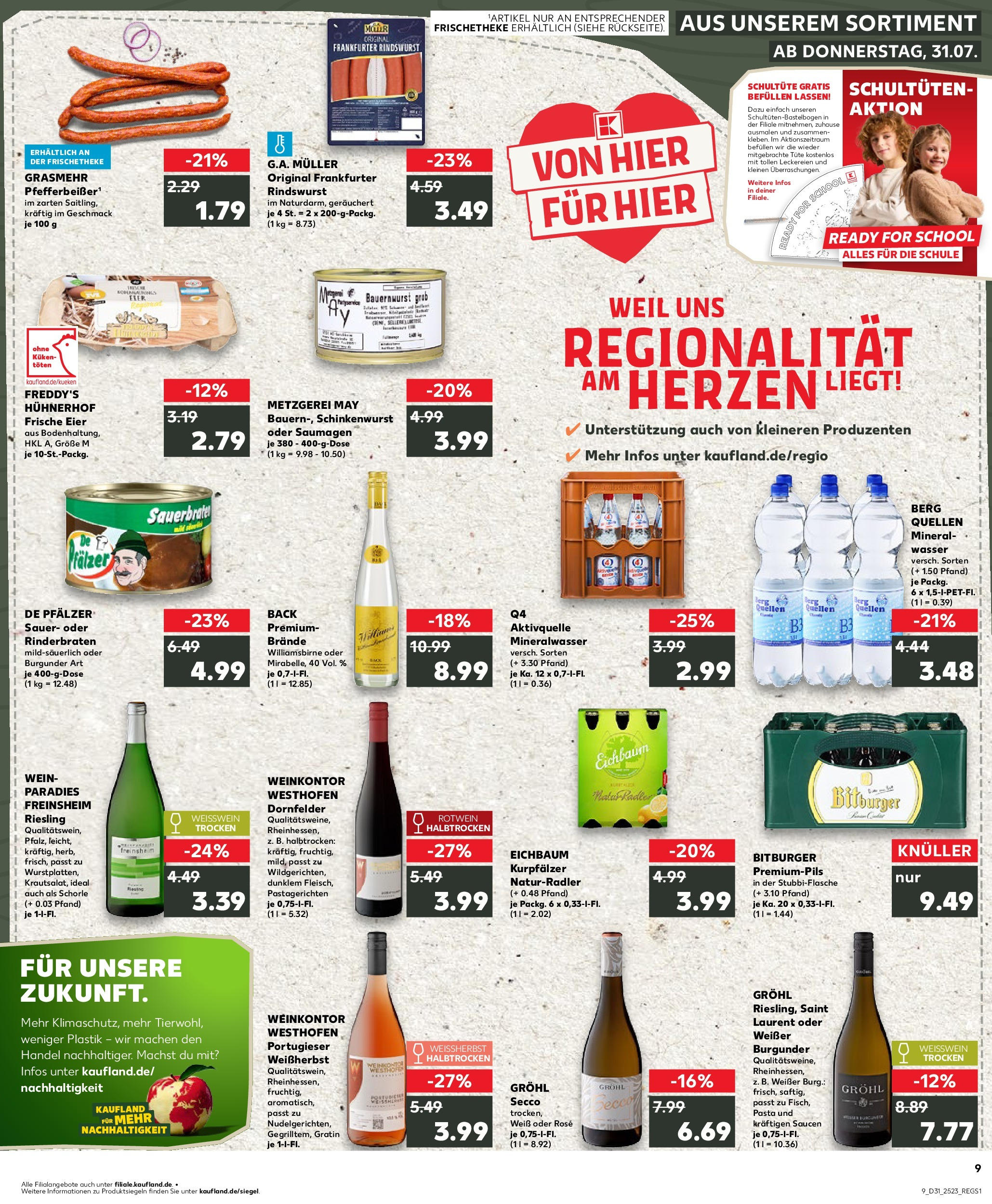 Prospekt Kaufland ab 31.07.2025 » Angebote und Werbung Online | Seite: 9 | Produkte: Rinderbraten, Bitburger, Rotwein, Pasta Prospekt Kaufland ab 31.07.2025 » Angebote Online zum Blättern | Seite: 9 | Produkte: Rinderbraten, Bitburger, Rotwein, Pasta