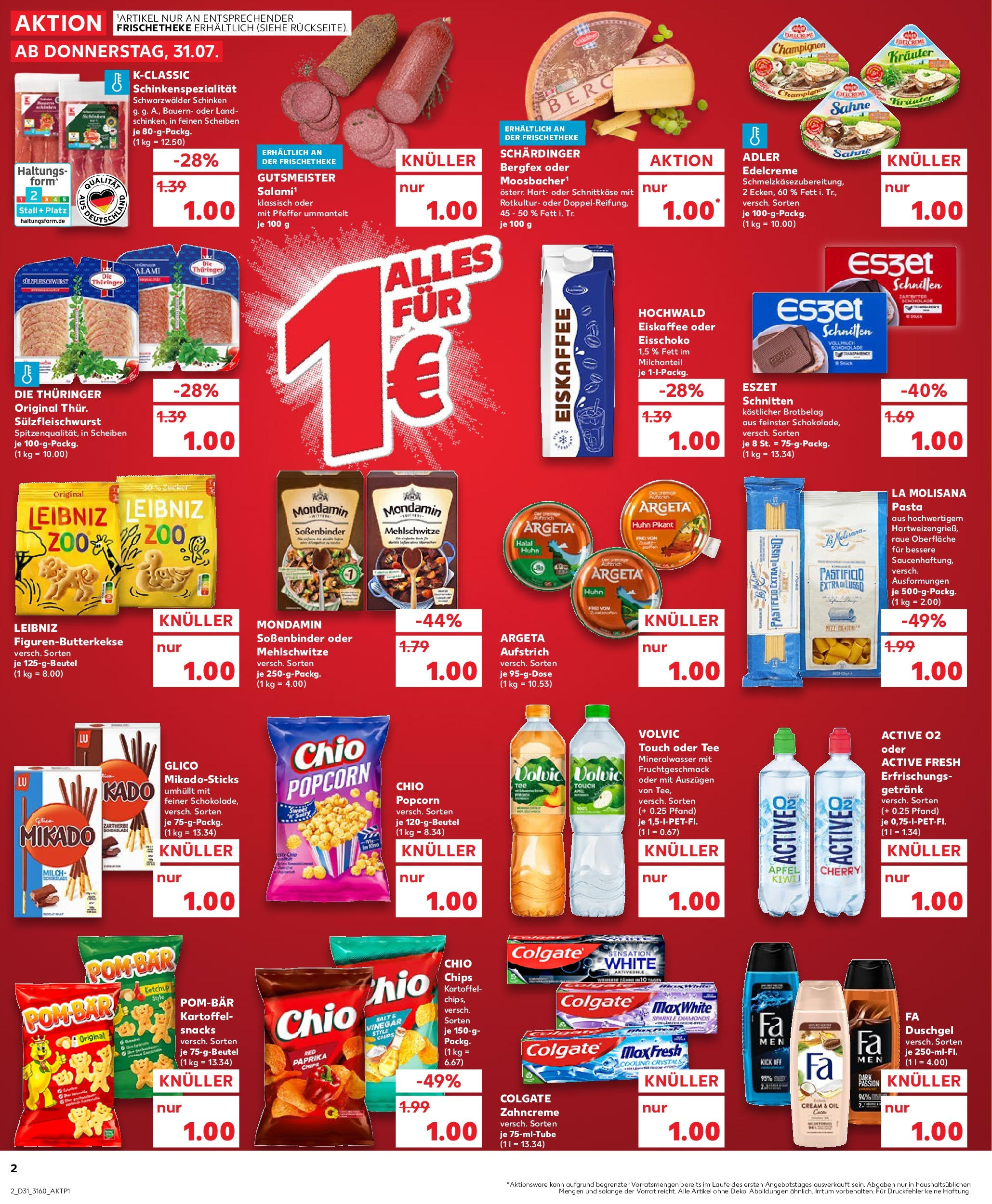 Prospekt Kaufland ab 31.07.2025 » Angebote und Werbung Online | Seite: 2 | Produkte: Zucker, Shower Gel, Salami, Chips Prospekt Kaufland ab 31.07.2025 » Angebote Online zum Blättern | Seite: 2 | Produkte: Zucker, Shower Gel, Salami, Chips