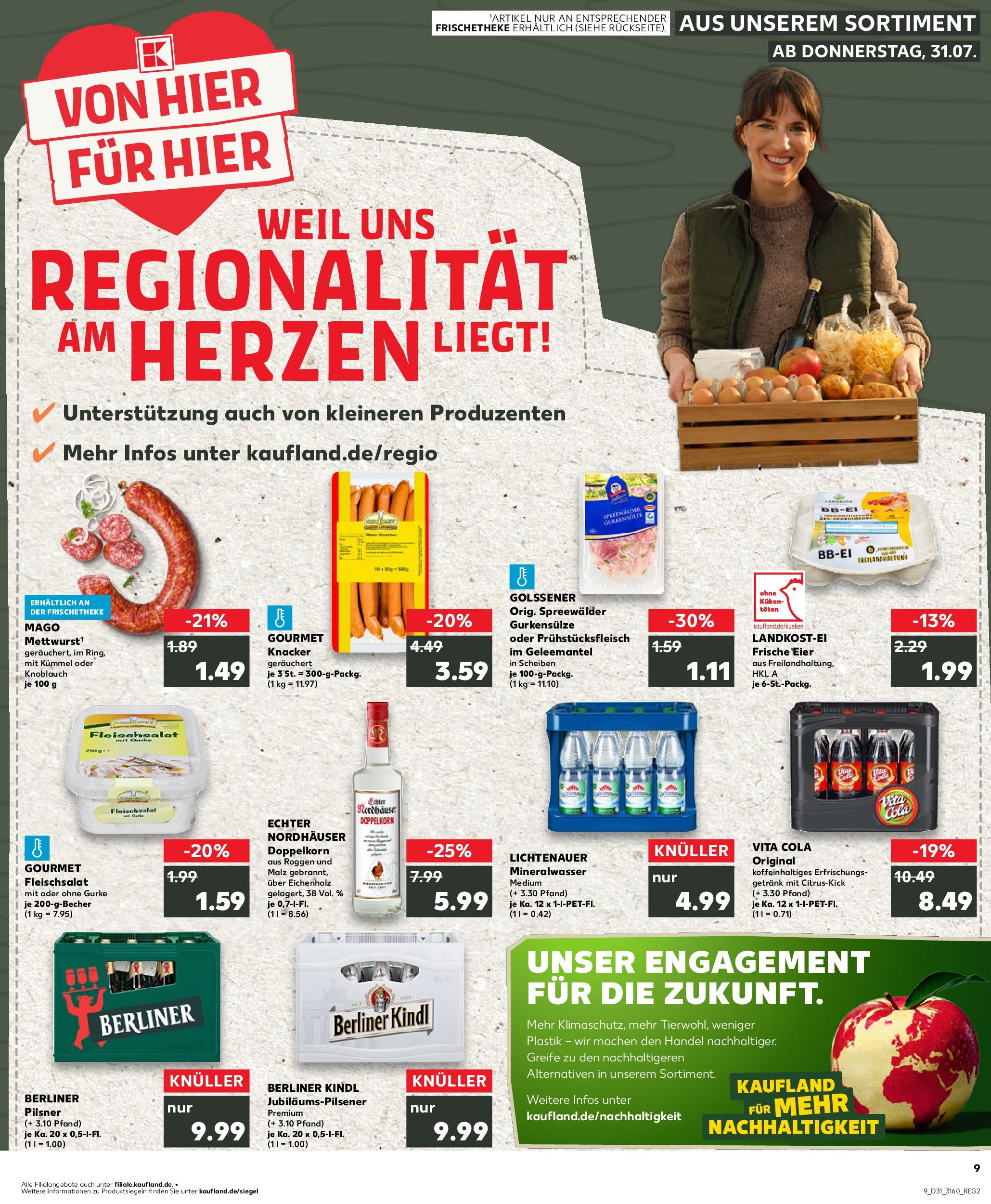 Prospekt Kaufland ab 31.07.2025 » Angebote und Werbung Online | Seite: 9 | Produkte: Berliner, Eier, Vita cola, Berliner pilsner Prospekt Kaufland ab 31.07.2025 » Angebote Online zum Blättern | Seite: 9 | Produkte: Berliner, Eier, Vita cola, Berliner pilsner