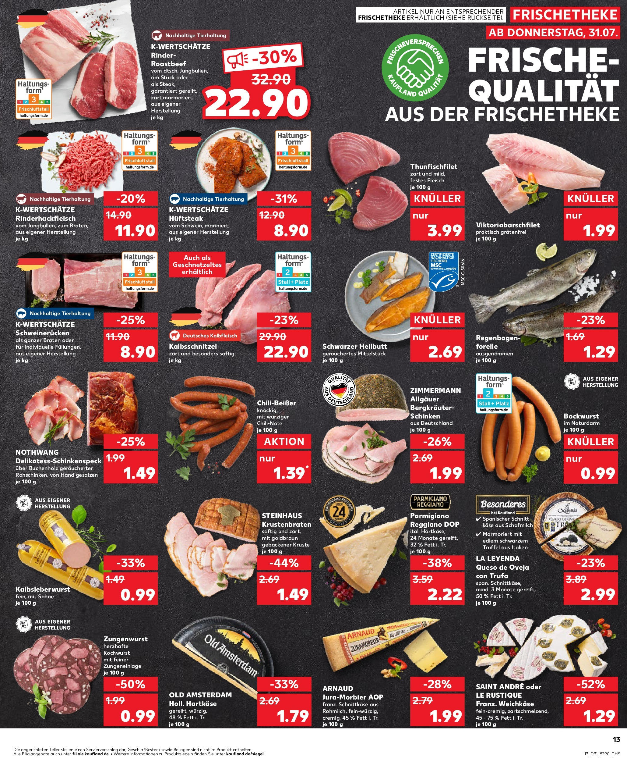 Prospekt Kaufland ab 31.07.2025 » Angebote und Werbung Online | Seite: 13 | Produkte: Käse, Roastbeef, Chili, Fleisch Prospekt Kaufland ab 31.07.2025 » Angebote Online zum Blättern | Seite: 13 | Produkte: Käse, Roastbeef, Chili, Fleisch