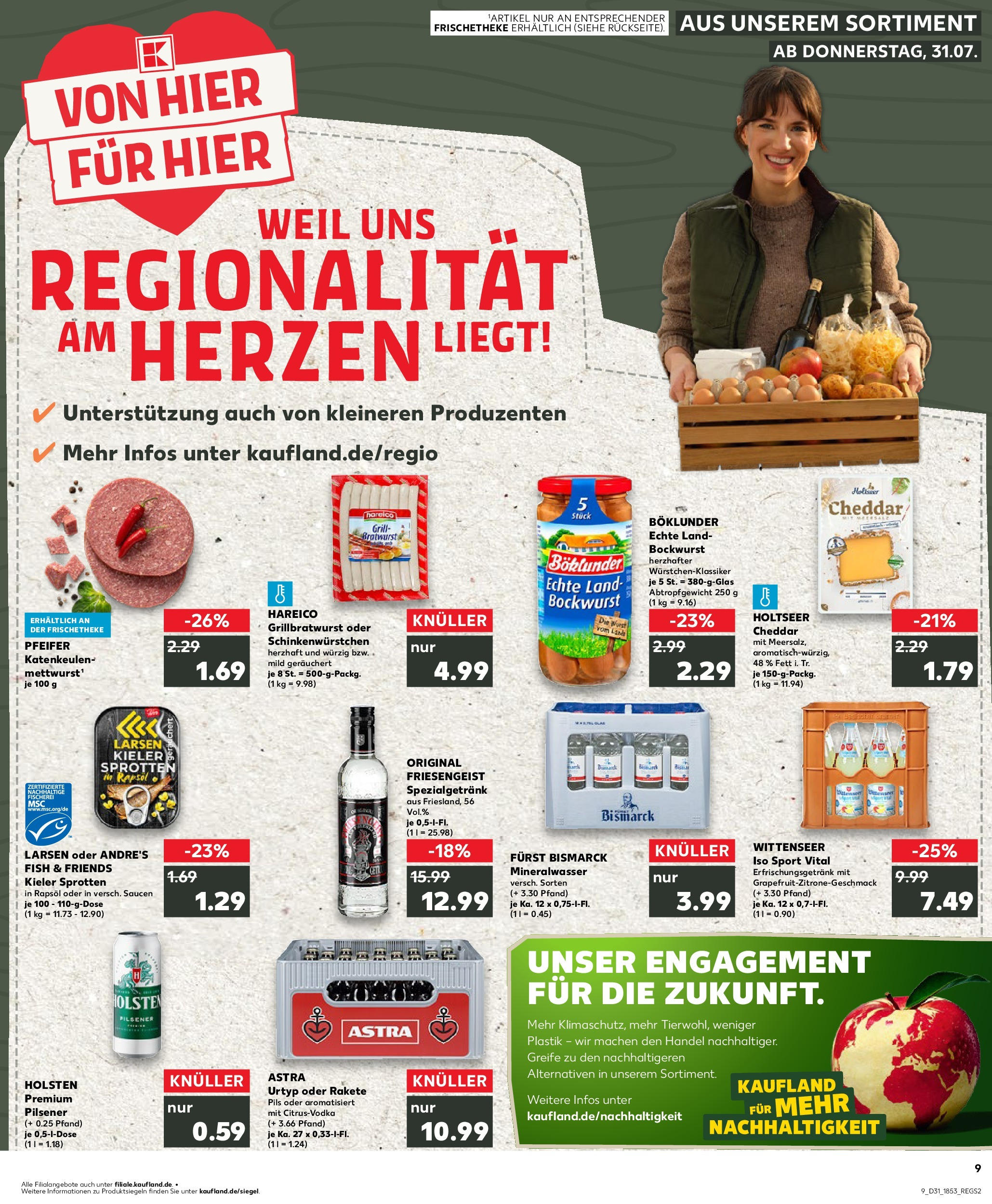 Prospekt Kaufland ab 31.07.2025 » Angebote und Werbung Online | Seite: 9 | Produkte: Rapsöl, Pils, Bratwurst, Wurst Prospekt Kaufland ab 31.07.2025 » Angebote Online zum Blättern | Seite: 9 | Produkte: Rapsöl, Pils, Bratwurst, Wurst