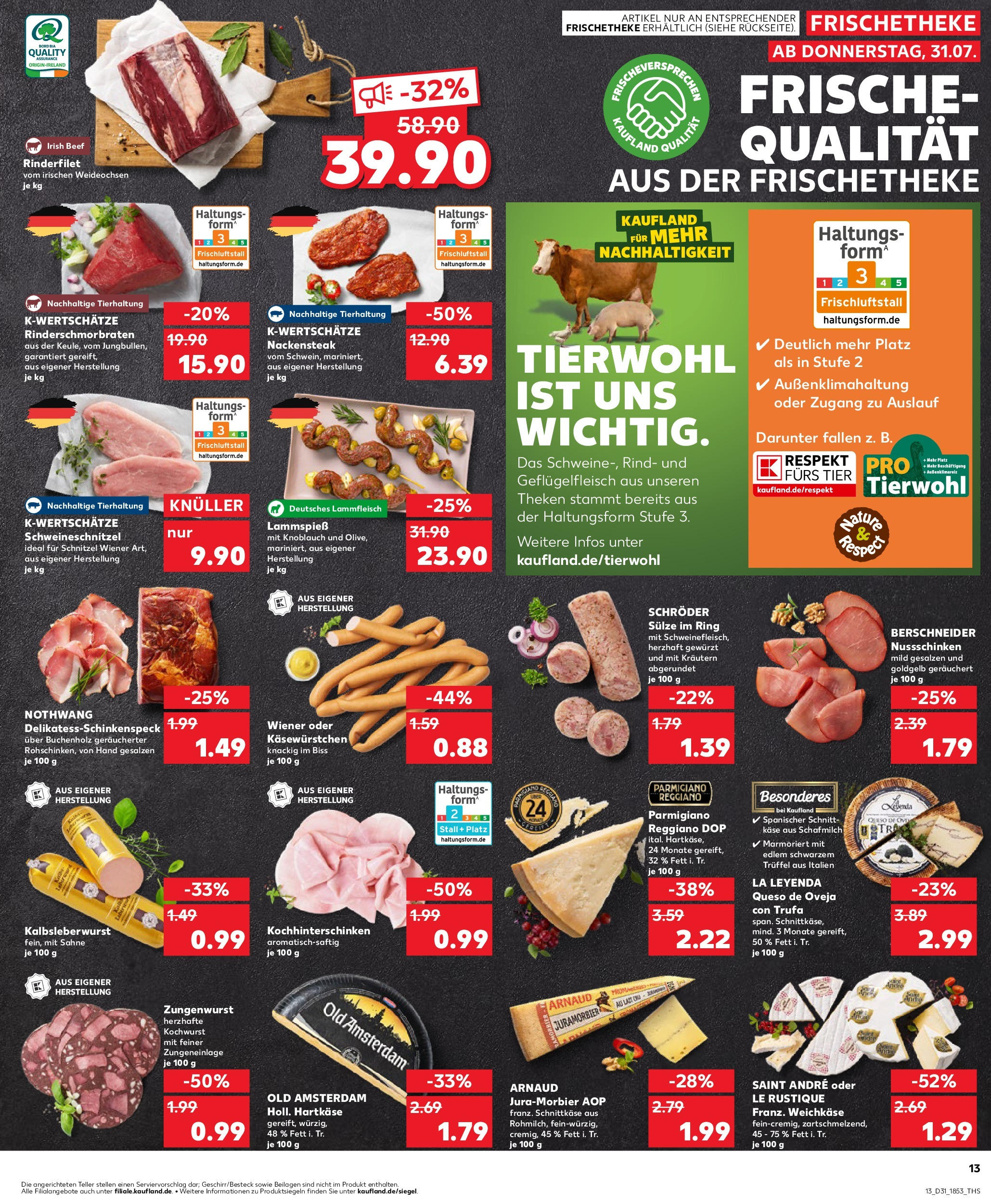 Prospekt Kaufland ab 31.07.2025 » Angebote und Werbung Online | Seite: 13 | Produkte: Käse, Rinderfilet, Schnitzel, Knoblauch Prospekt Kaufland ab 31.07.2025 » Angebote Online zum Blättern | Seite: 13 | Produkte: Käse, Rinderfilet, Schnitzel, Knoblauch
