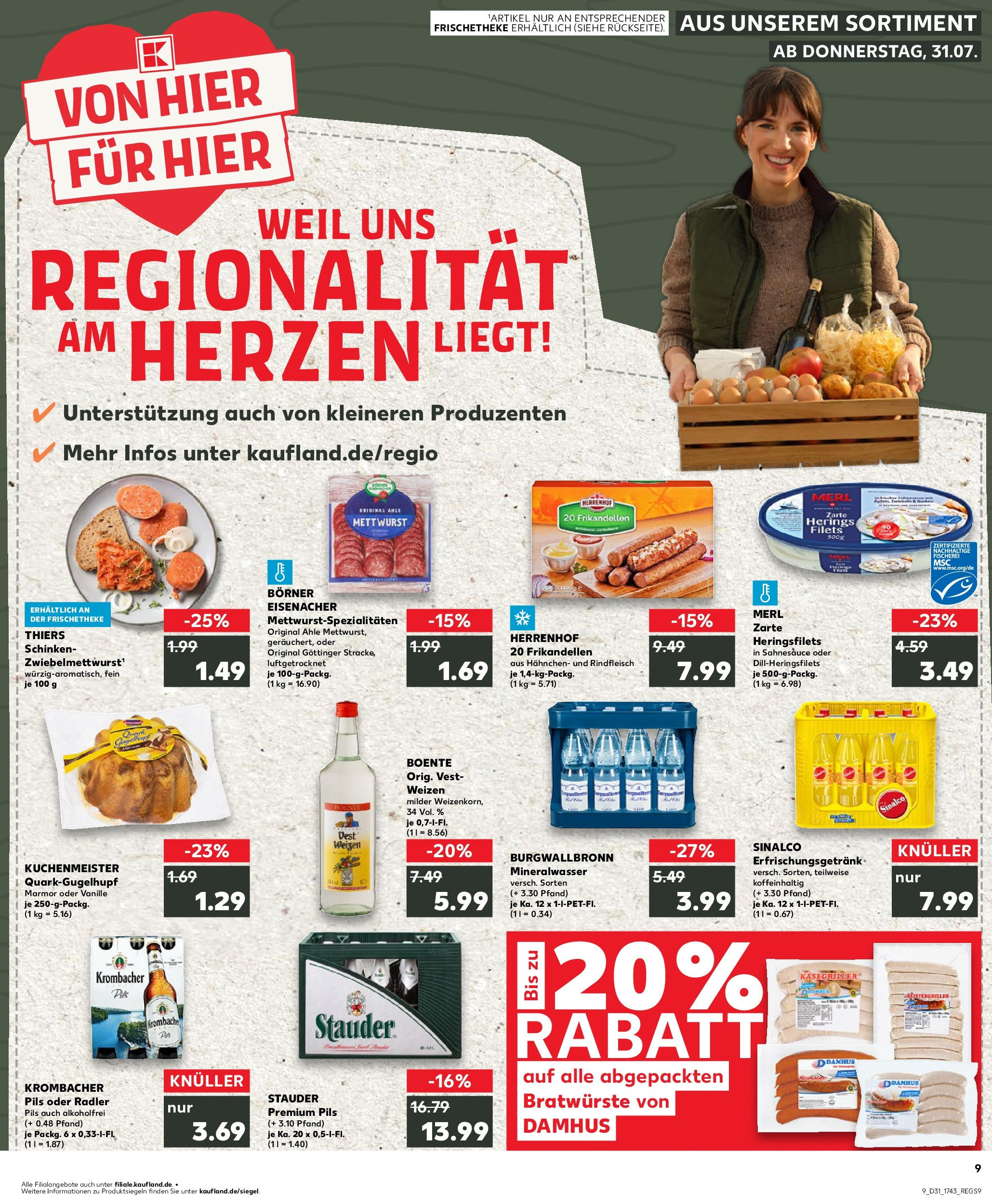 Prospekt Kaufland ab 31.07.2025 » Angebote und Werbung Online | Seite: 9 | Produkte: Pils, Mineralwasser, Krombacher, Rindfleisch Prospekt Kaufland ab 31.07.2025 » Angebote Online zum Blättern | Seite: 9 | Produkte: Pils, Mineralwasser, Krombacher, Rindfleisch