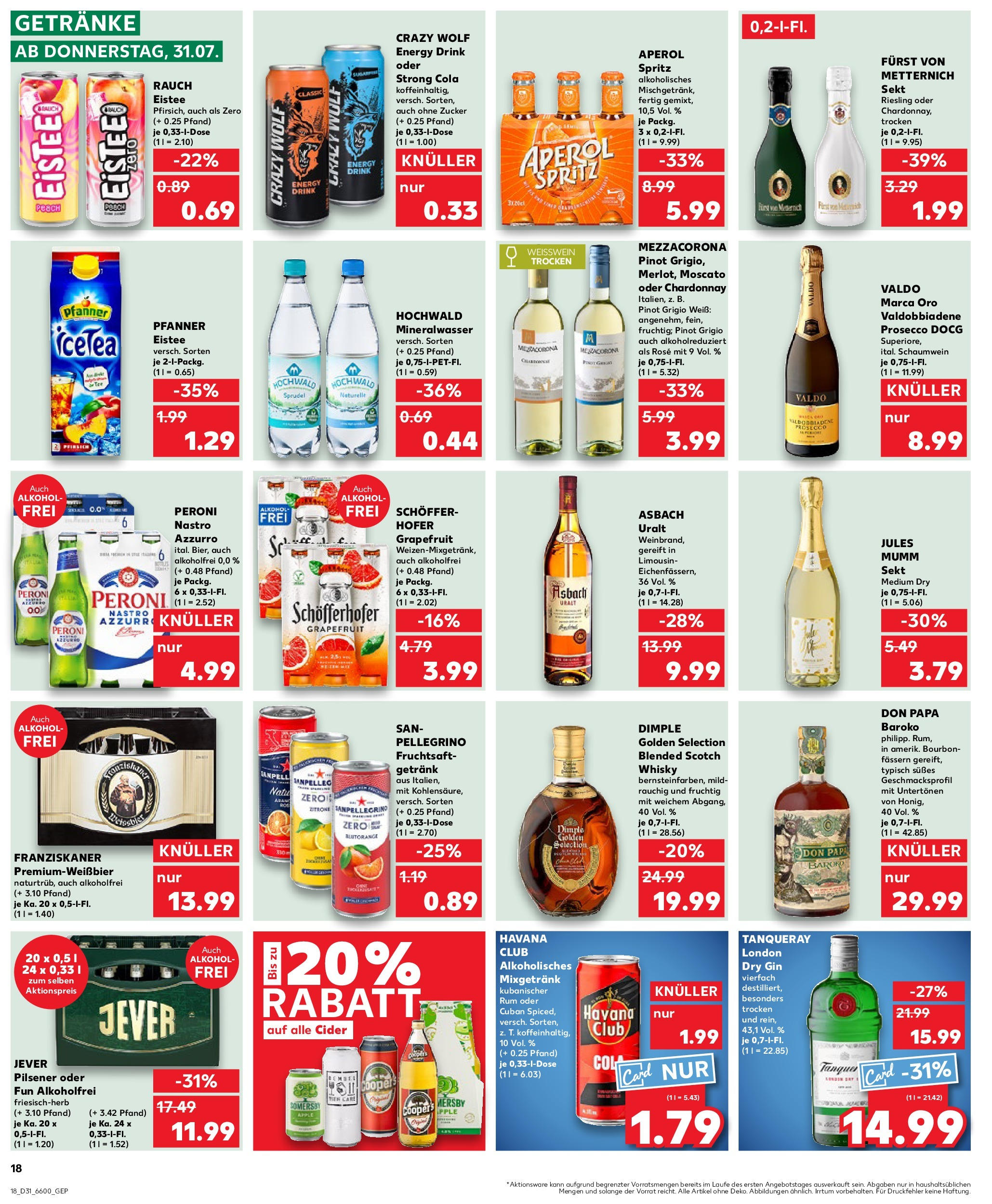 Prospekt Kaufland ab 31.07.2025 » Angebote und Werbung Online | Seite: 18 | Produkte: Mumm sekt, Pfanner eistee, Prosecco, Jever Prospekt Kaufland ab 31.07.2025 » Angebote Online zum Blättern | Seite: 18 | Produkte: Mumm sekt, Pfanner eistee, Prosecco, Jever