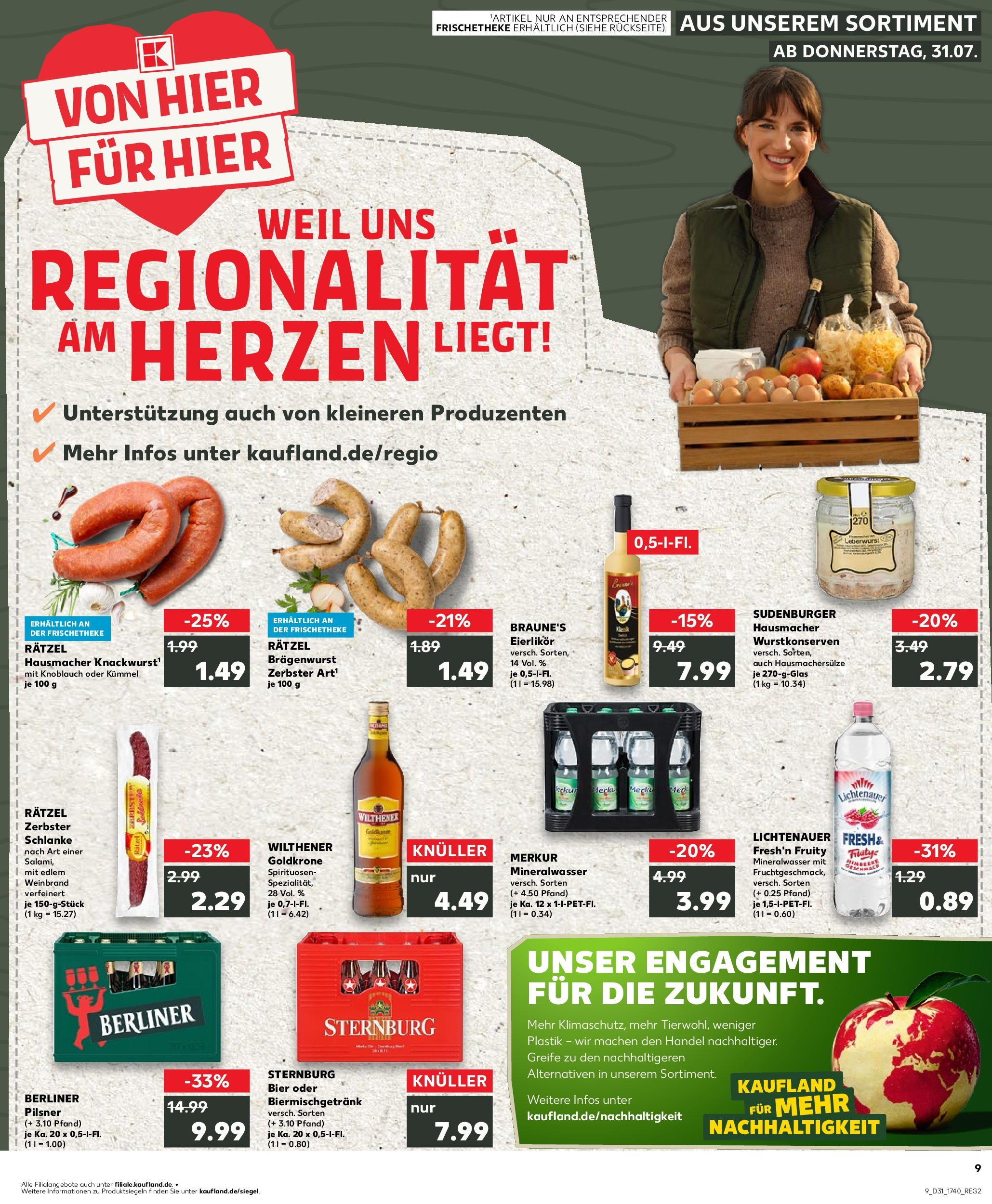 Prospekt Kaufland ab 31.07.2025 » Angebote und Werbung Online | Seite: 9 | Produkte: Berliner, Bier, Mineralwasser, Berliner pilsner Prospekt Kaufland ab 31.07.2025 » Angebote Online zum Blättern | Seite: 9 | Produkte: Berliner, Bier, Mineralwasser, Berliner pilsner