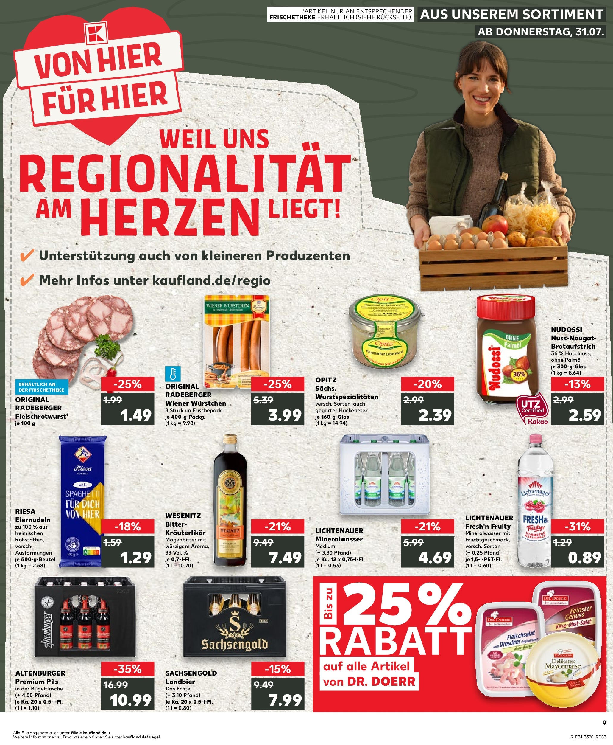 Prospekt Kaufland ab 31.07.2025 » Angebote Online zum Blättern | Seite: 9 | Produkte: Wiener wurstchen, Pils, Mayonnaise, Himbeere