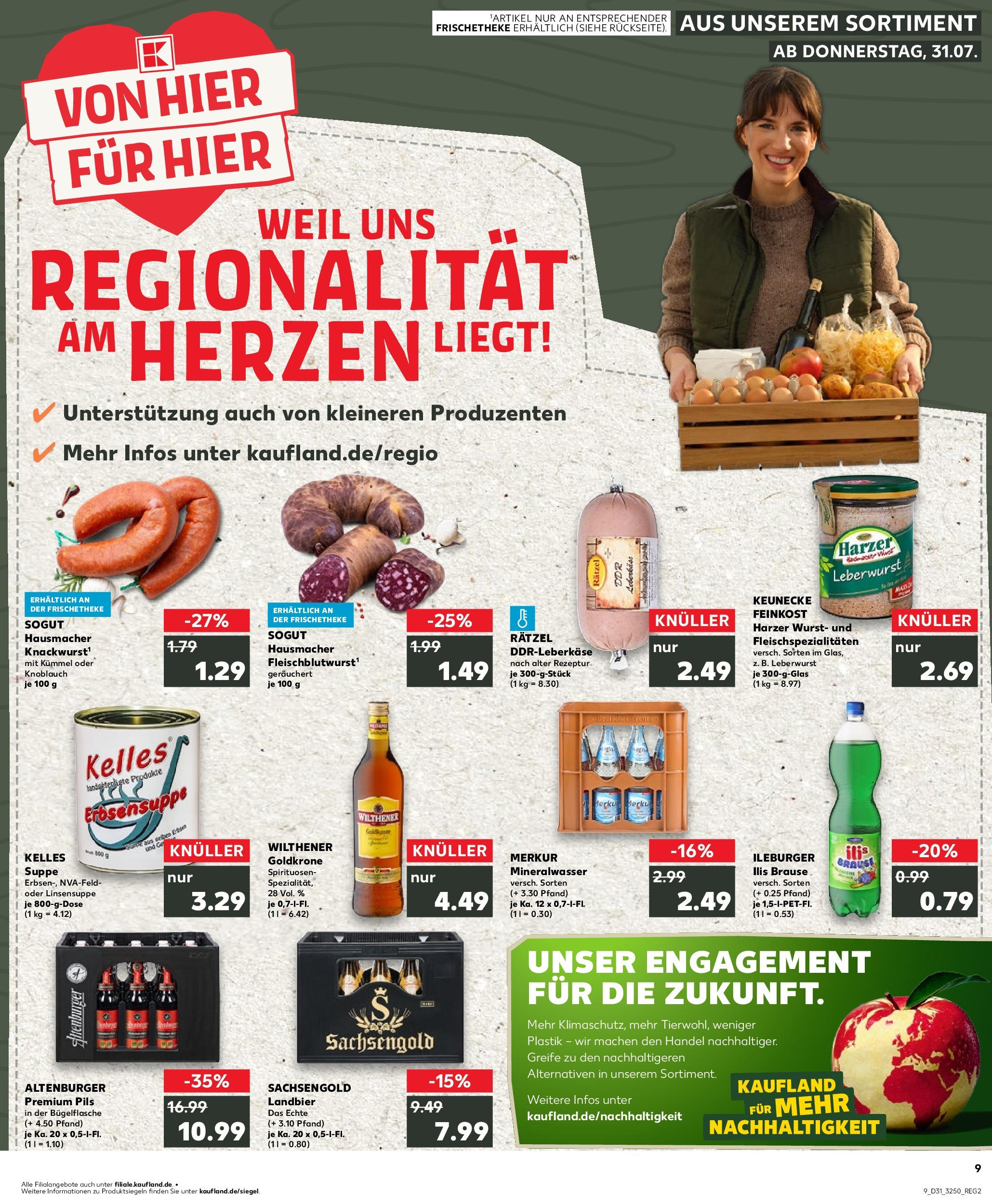Prospekt Kaufland ab 31.07.2025 » Angebote Online zum Blättern | Seite: 9 | Produkte: Wilthener, Pils, Wurst, Knoblauch