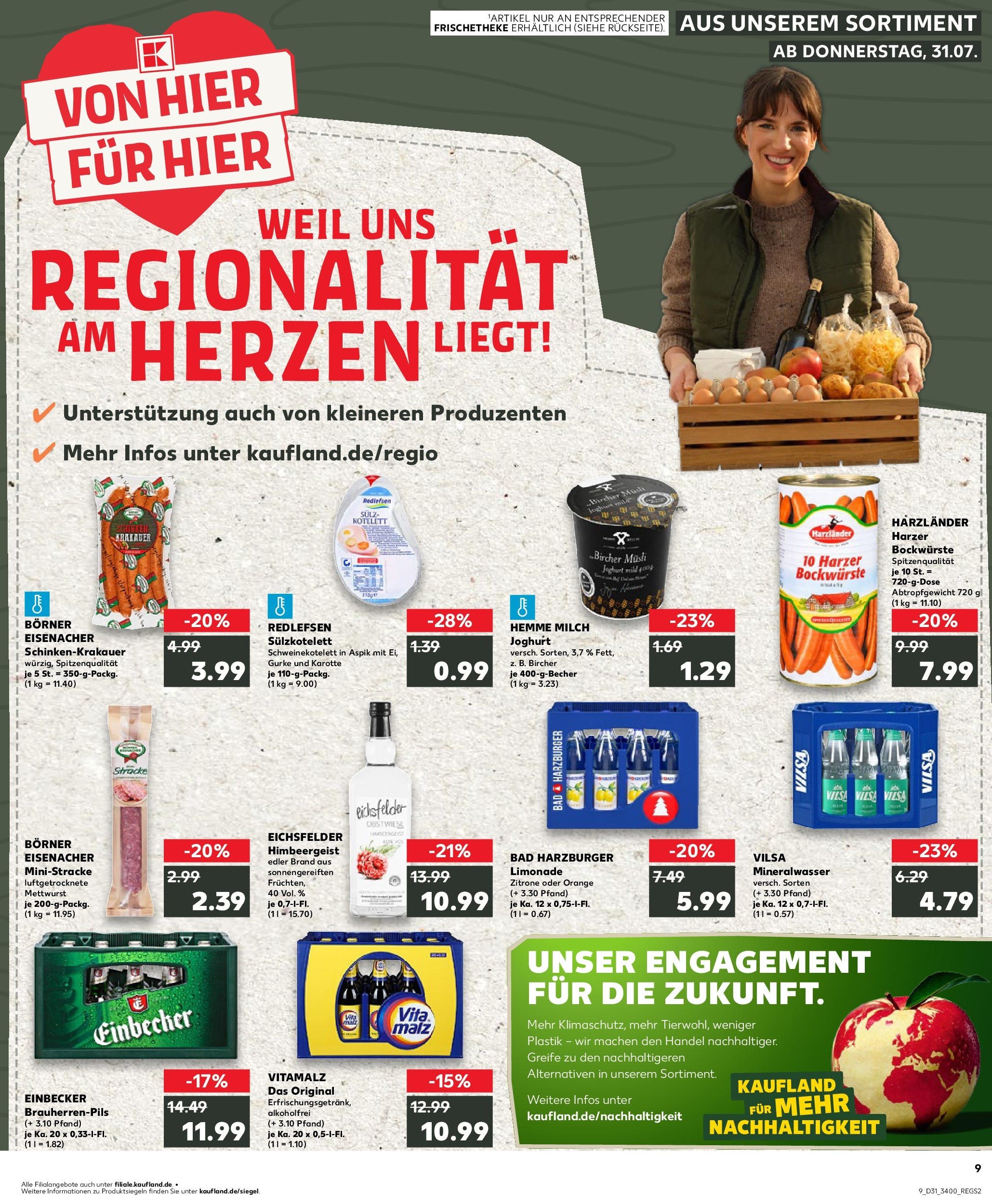 Prospekt Kaufland ab 31.07.2025 » Angebote Online zum Blättern | Seite: 9 | Produkte: Milch, Joghurt, Limonade, Mineralwasser