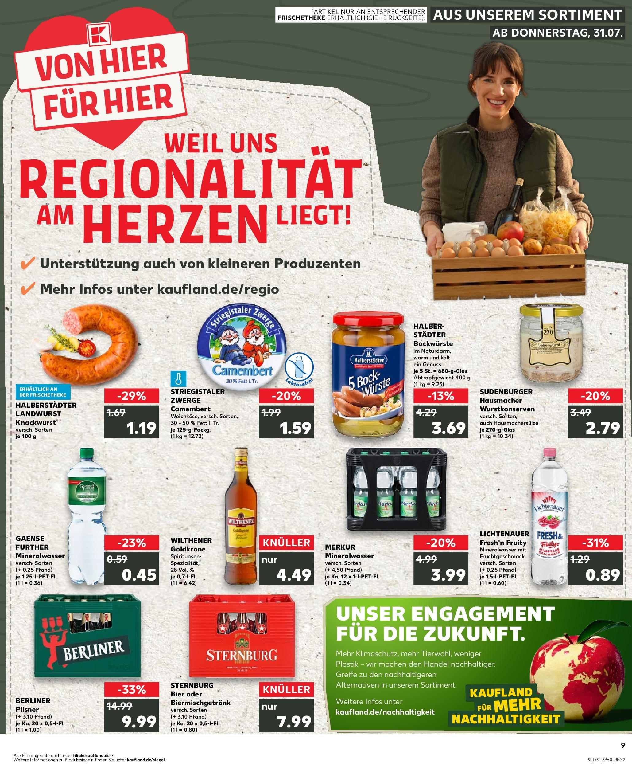 Prospekt Kaufland ab 31.07.2025 » Angebote und Werbung Online | Seite: 9 | Produkte: Berliner, Bockwurst, Wilthener, Mineralwasser Prospekt Kaufland ab 31.07.2025 » Angebote Online zum Blättern | Seite: 9 | Produkte: Berliner, Bockwurst, Wilthener, Mineralwasser