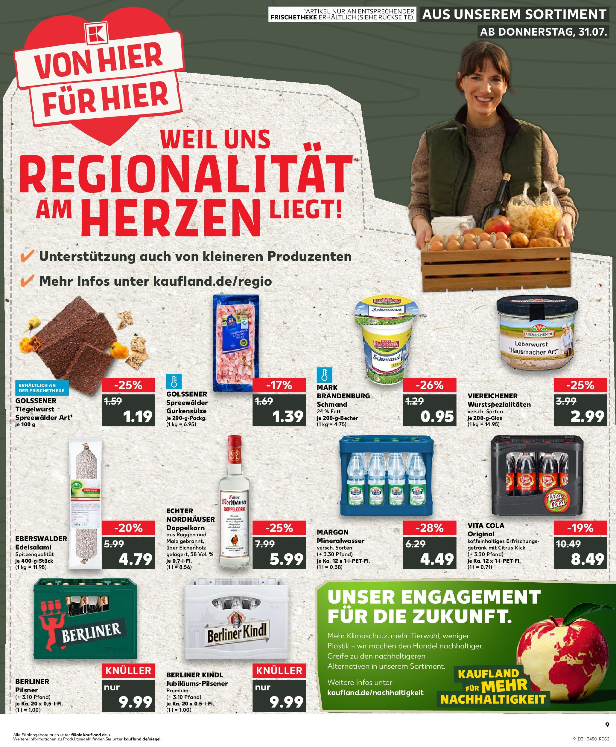 Prospekt Kaufland ab 31.07.2025 » Angebote und Werbung Online | Seite: 9 | Produkte: Cola, Mineralwasser, Vita cola, Salami Prospekt Kaufland ab 31.07.2025 » Angebote Online zum Blättern | Seite: 9 | Produkte: Cola, Mineralwasser, Vita cola, Salami