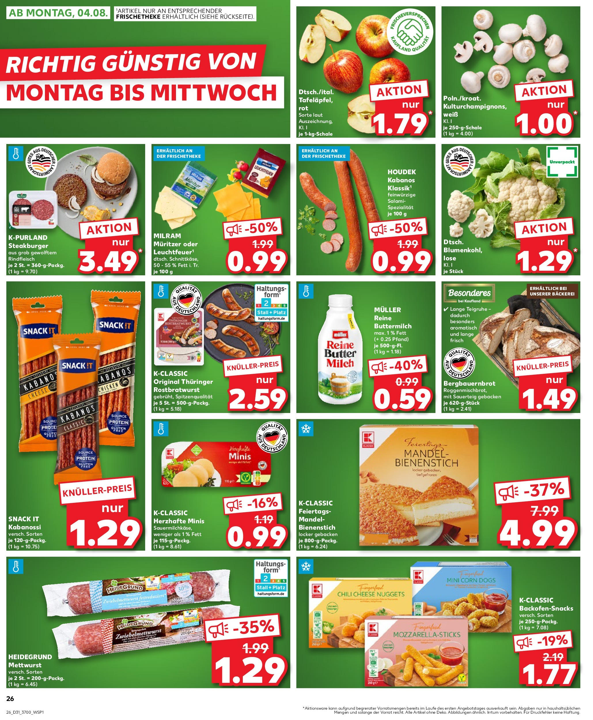 Prospekt Kaufland ab 31.07.2025 » Angebote und Werbung Online | Seite: 26 | Produkte: Bäckerei, Chili, Rindfleisch, Steak Prospekt Kaufland ab 31.07.2025 » Angebote Online zum Blättern | Seite: 26 | Produkte: Bäckerei, Chili, Rindfleisch, Steak