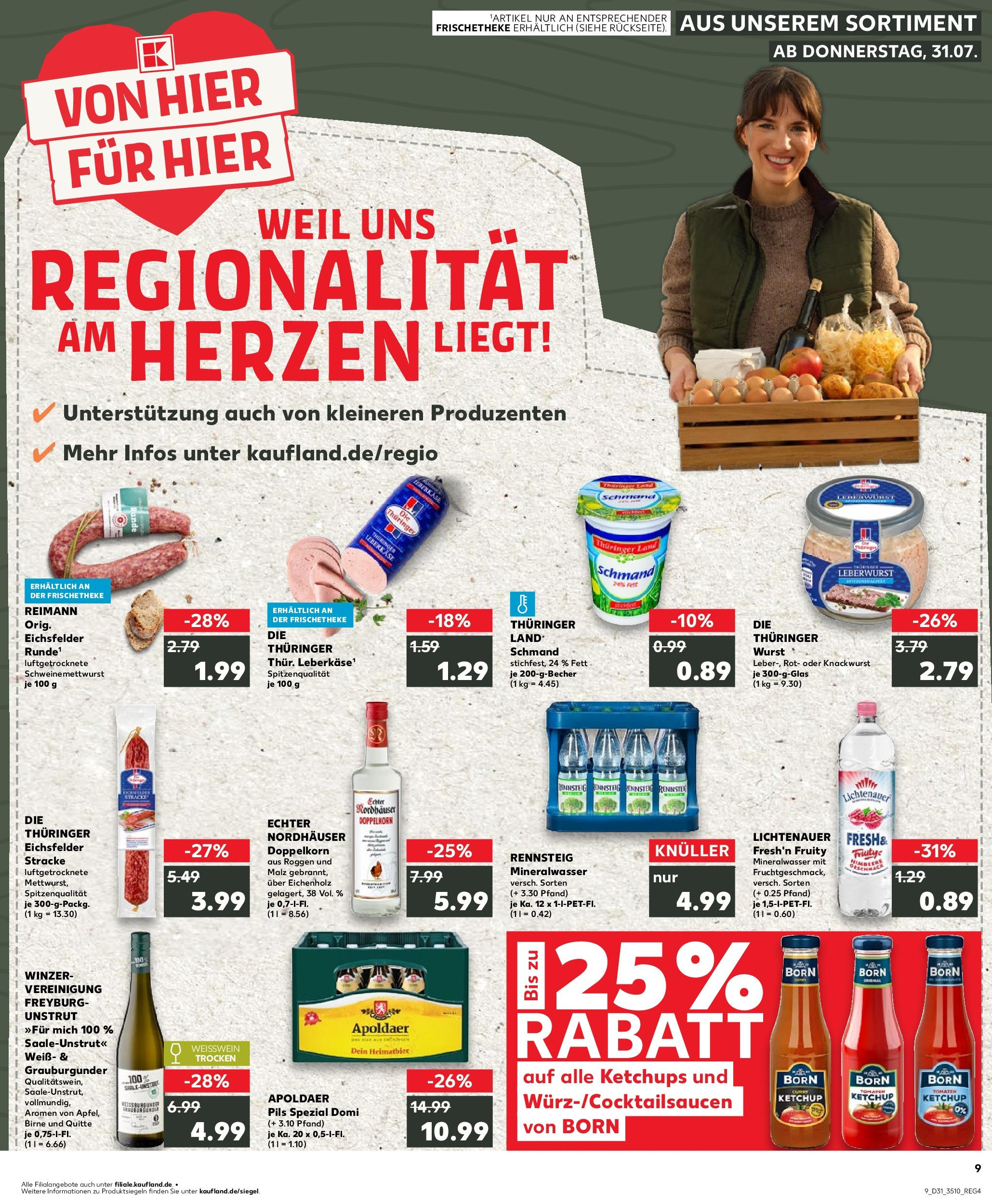 Prospekt Kaufland ab 31.07.2025 » Angebote und Werbung Online | Seite: 9 | Produkte: Pils, Mineralwasser, Himbeere, Leberkase Prospekt Kaufland ab 31.07.2025 » Angebote Online zum Blättern | Seite: 9 | Produkte: Pils, Mineralwasser, Himbeere, Leberkase