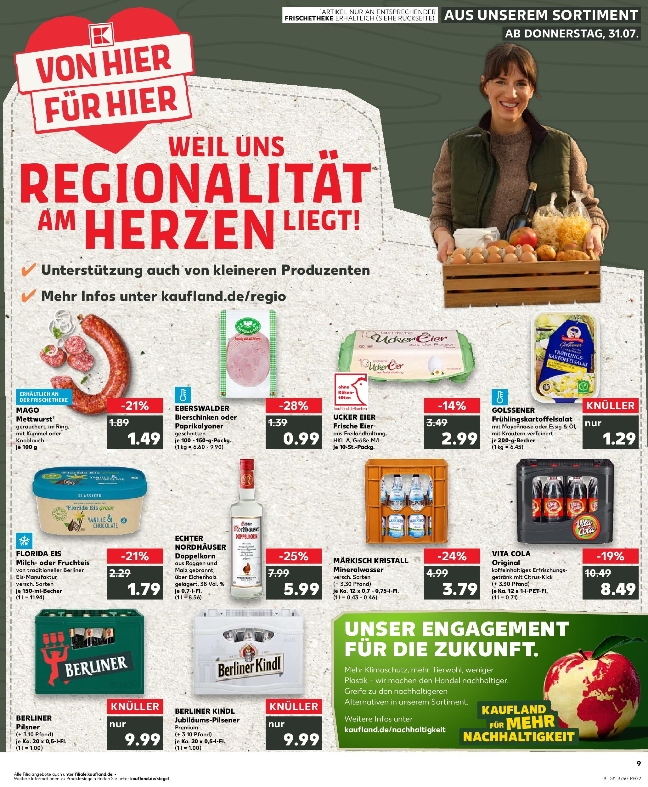 Prospekt Kaufland ab 31.07.2025 » Angebote und Werbung Online | Seite: 9 | Produkte: Berliner, Cola, Knoblauch, Eis Prospekt Kaufland ab 31.07.2025 » Angebote Online zum Blättern | Seite: 9 | Produkte: Berliner, Cola, Knoblauch, Eis