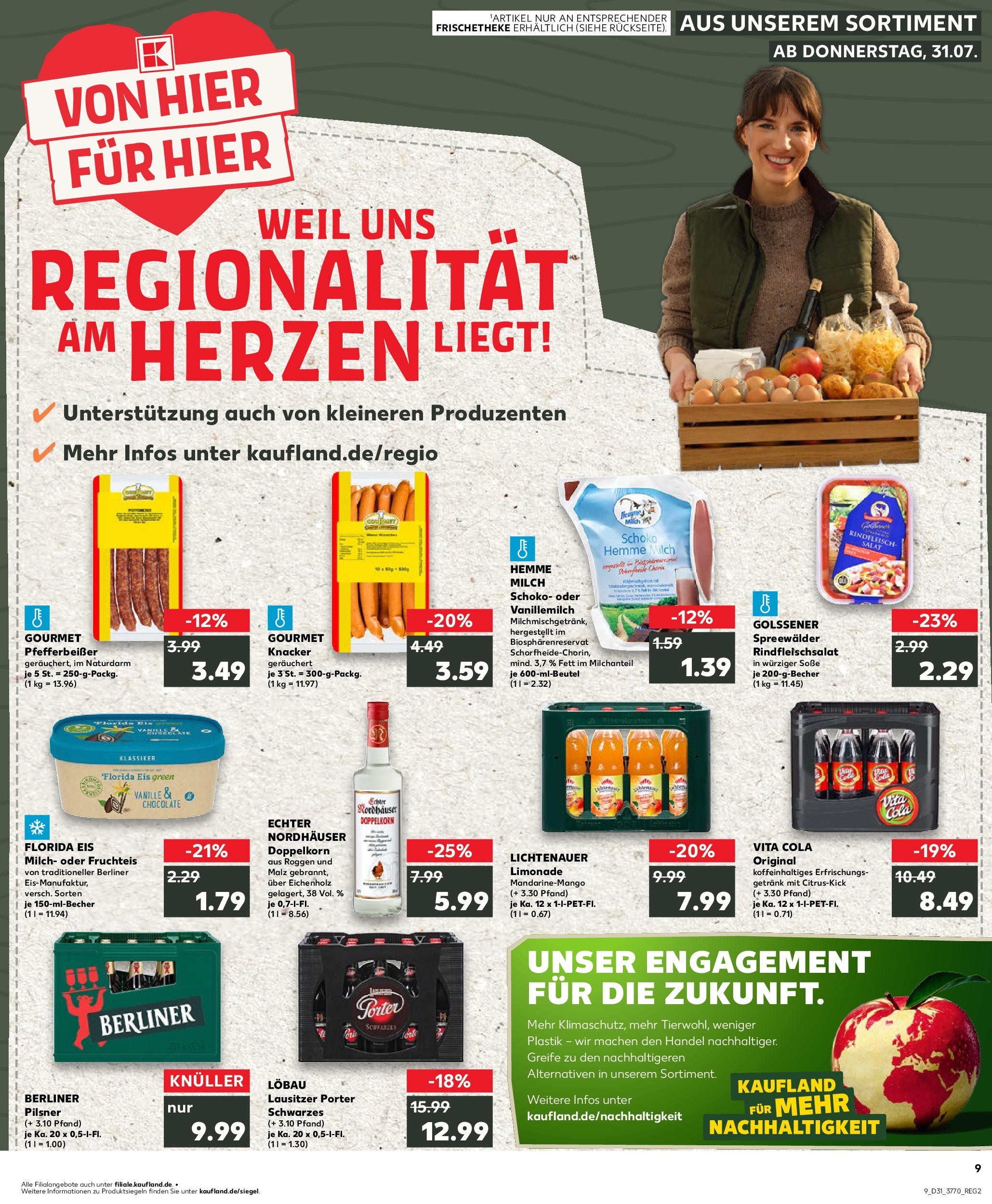 Prospekt Kaufland ab 31.07.2025 » Angebote und Werbung Online | Seite: 9 | Produkte: Milch, Limonade, Vita cola, Salat Prospekt Kaufland ab 31.07.2025 » Angebote Online zum Blättern | Seite: 9 | Produkte: Milch, Limonade, Vita cola, Salat