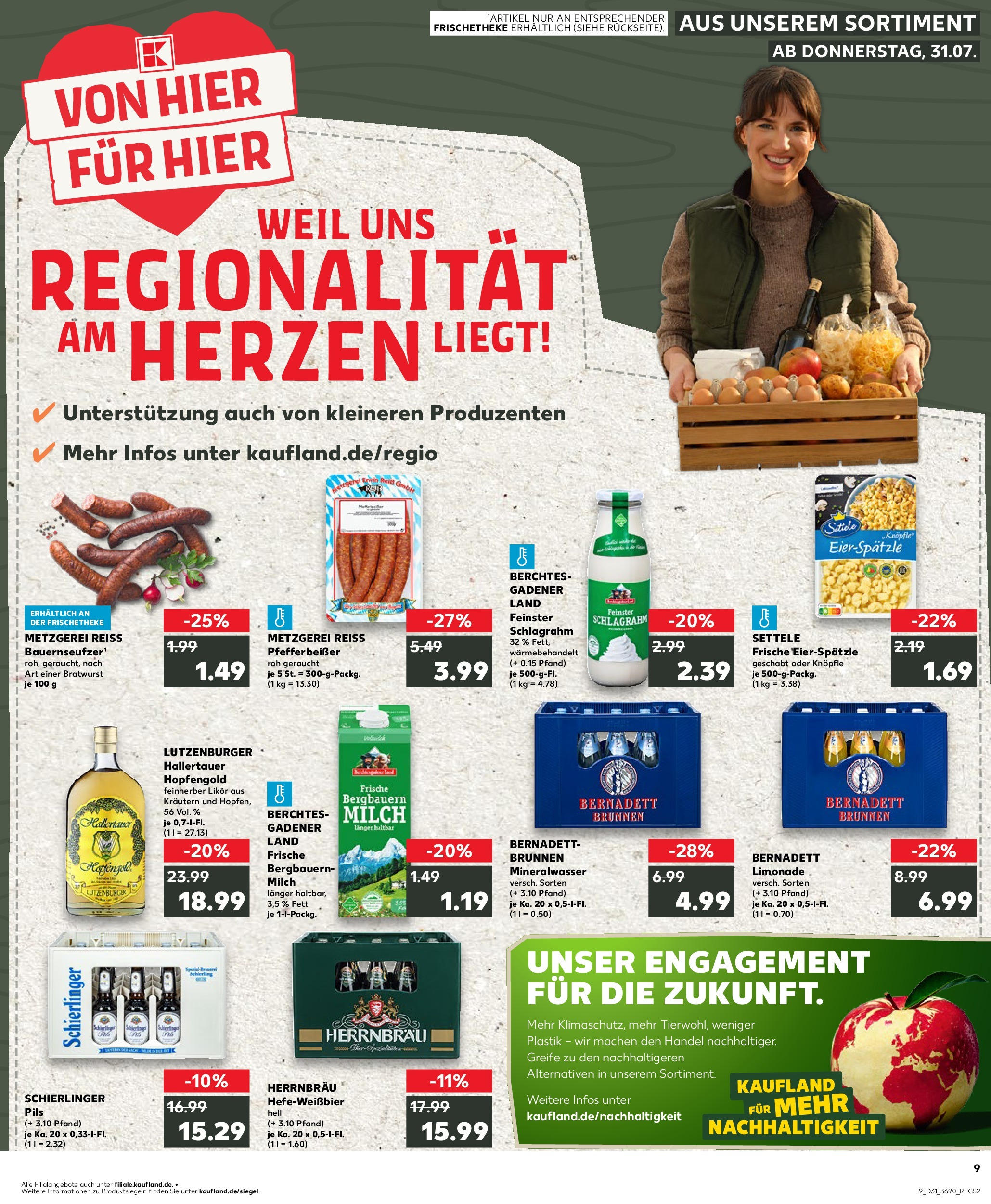 Prospekt Kaufland ab 31.07.2025 » Angebote und Werbung Online | Seite: 9 | Produkte: Likör, Pils, Bratwurst, Burger Prospekt Kaufland ab 31.07.2025 » Angebote Online zum Blättern | Seite: 9 | Produkte: Likör, Pils, Bratwurst, Burger
