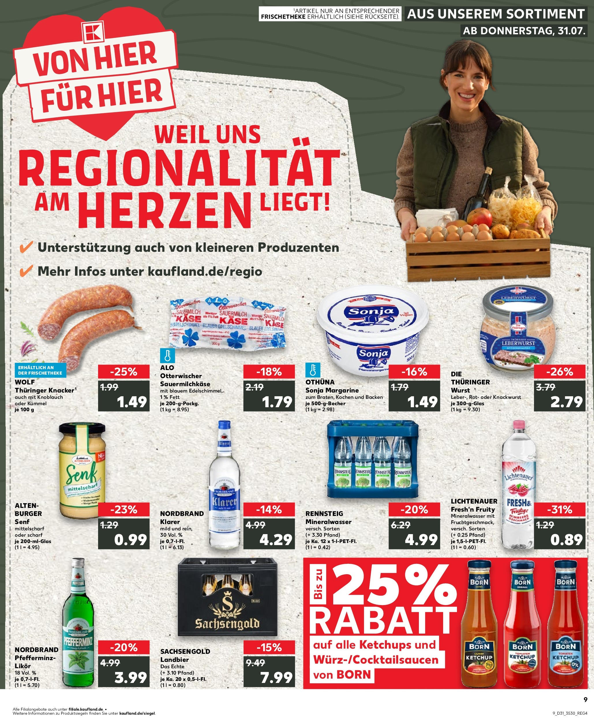 Prospekt Kaufland ab 31.07.2025 » Angebote Online zum Blättern | Seite: 9 | Produkte: Margarine, Likör, Knoblauch, Himbeere