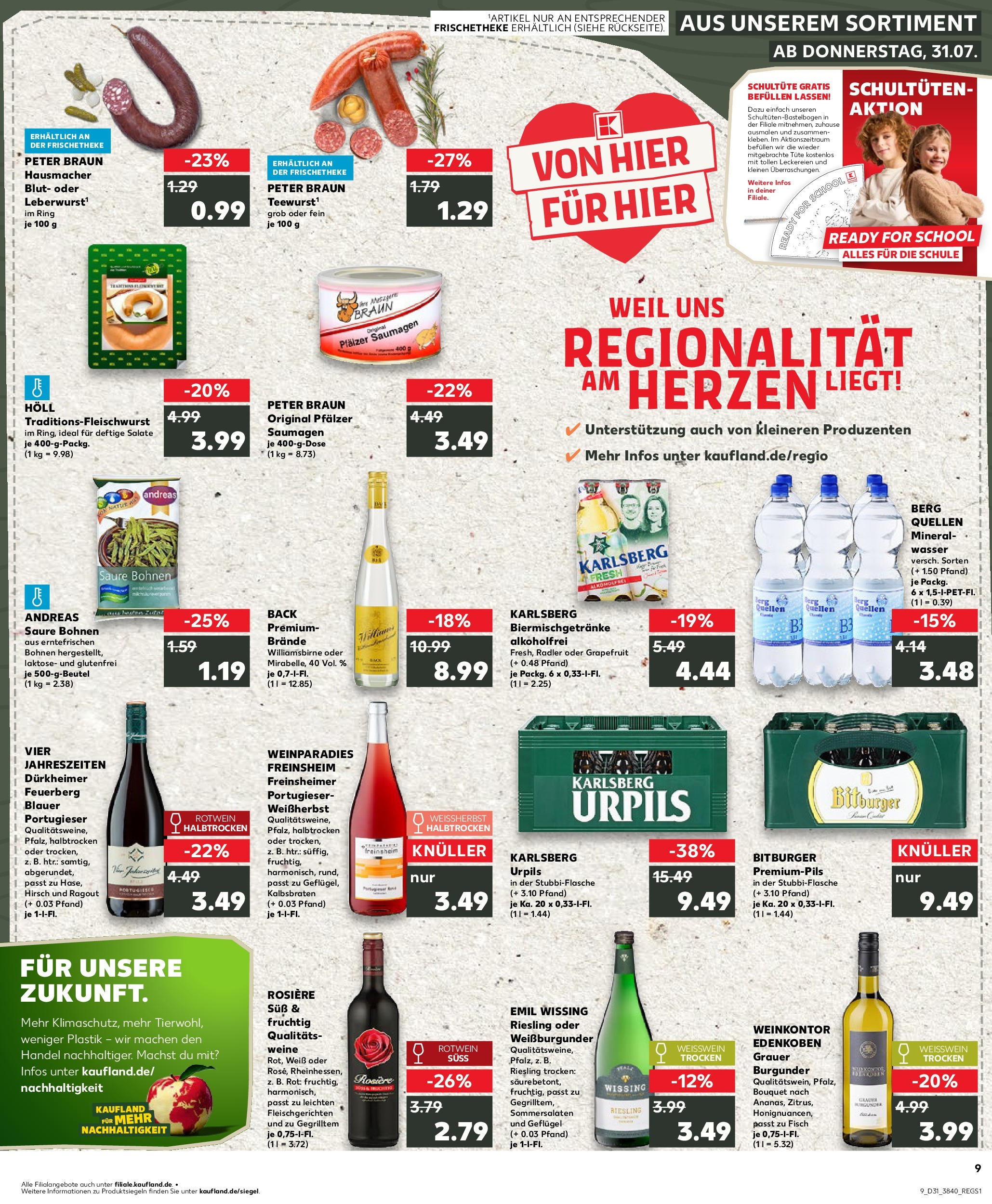 Prospekt Kaufland ab 31.07.2025 » Angebote und Werbung Online | Seite: 9 | Produkte: Bitburger, Rotwein, Grapefruit, Radler Prospekt Kaufland ab 31.07.2025 » Angebote Online zum Blättern | Seite: 9 | Produkte: Bitburger, Rotwein, Grapefruit, Radler