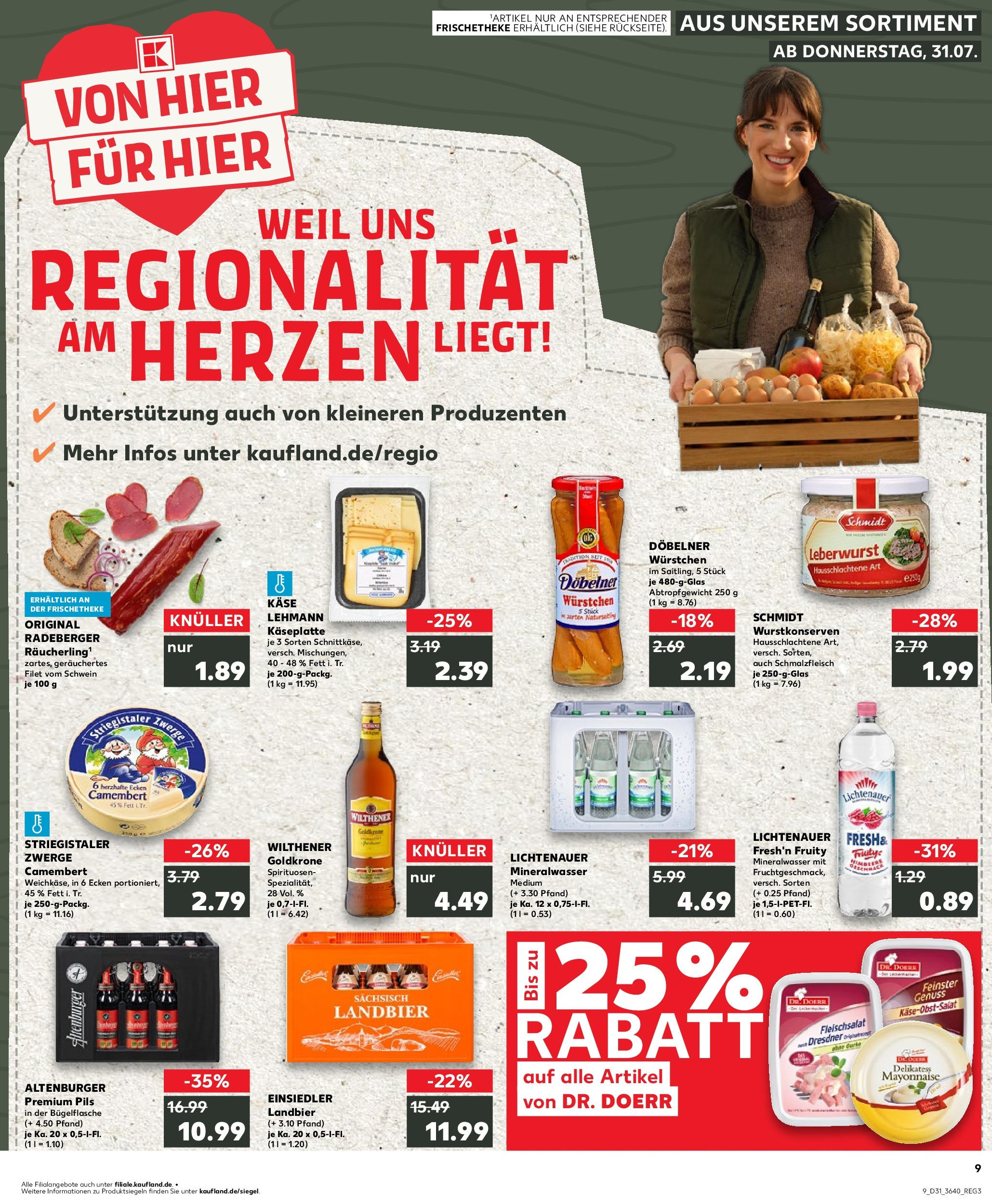 Prospekt Kaufland ab 31.07.2025 » Angebote und Werbung Online | Seite: 9 | Produkte: Wilthener, Käse, Mineralwasser, Mayonnaise Prospekt Kaufland ab 31.07.2025 » Angebote Online zum Blättern | Seite: 9 | Produkte: Wilthener, Käse, Mineralwasser, Mayonnaise