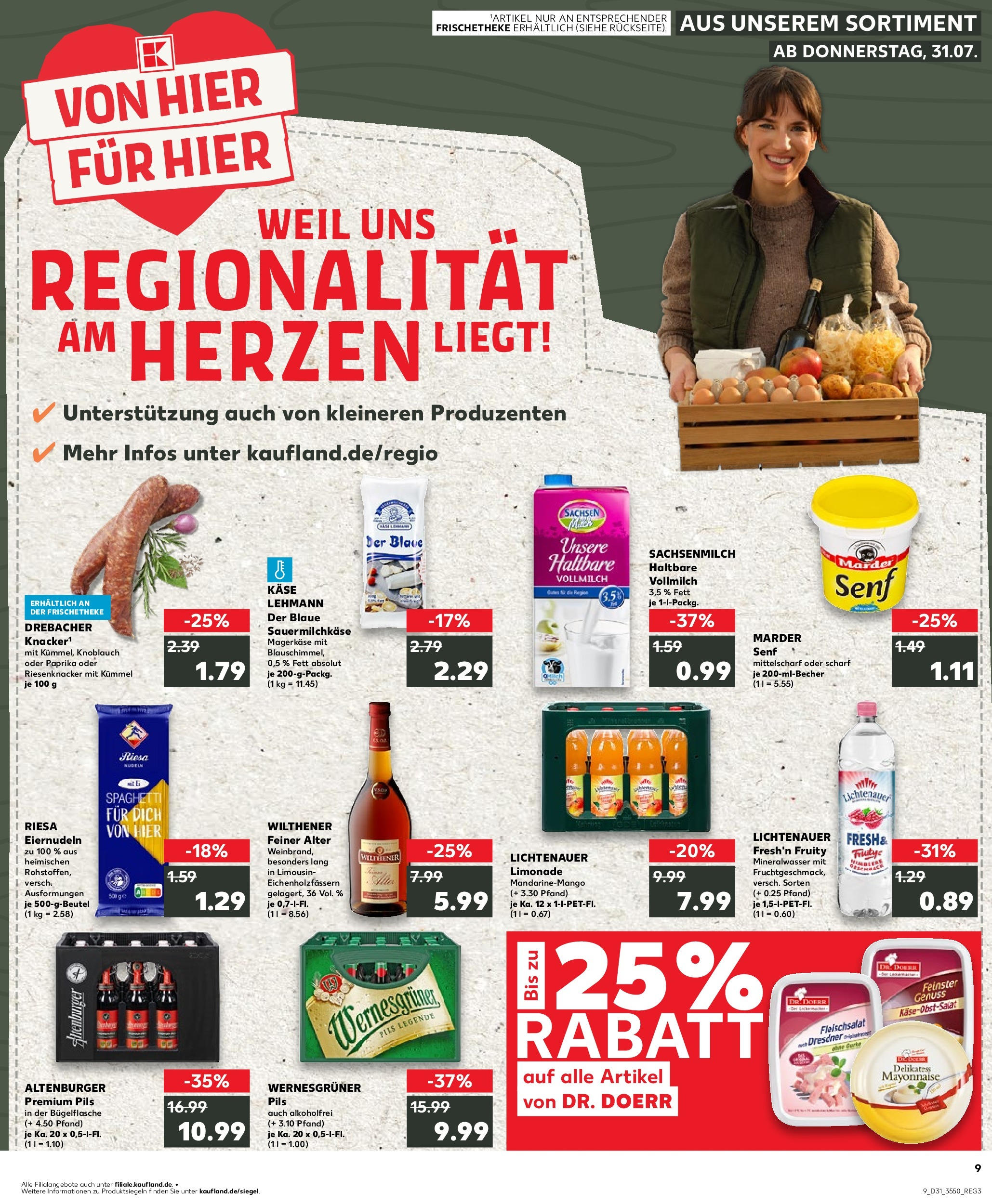 Prospekt Kaufland ab 31.07.2025 » Angebote Online zum Blättern | Seite: 9 | Produkte: Wilthener, Limonade, Himbeere, Pasta