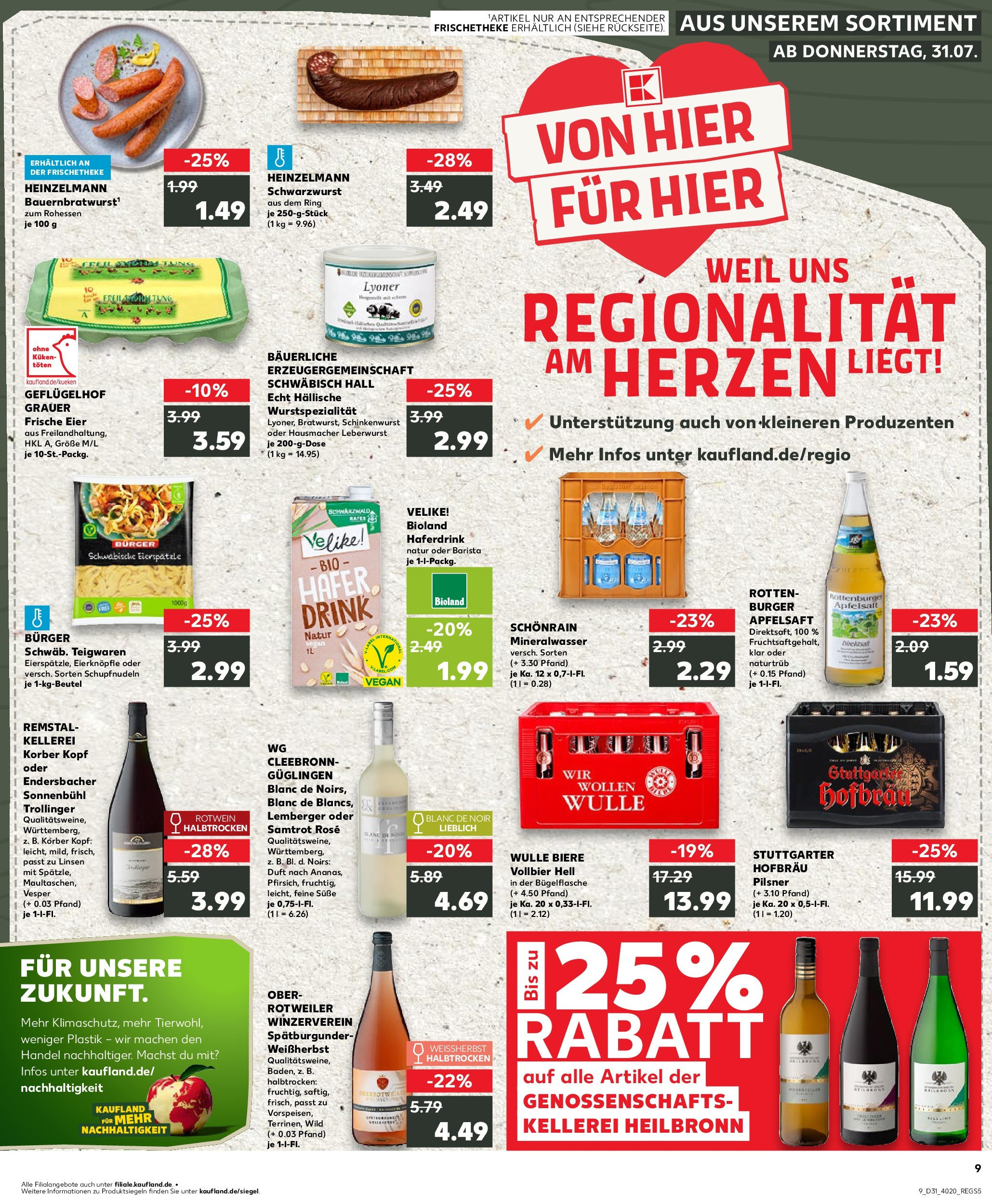 Prospekt Kaufland ab 31.07.2025 » Angebote Online zum Blättern | Seite: 9 | Produkte: Eier, Burger, Duft, Apfelsaft