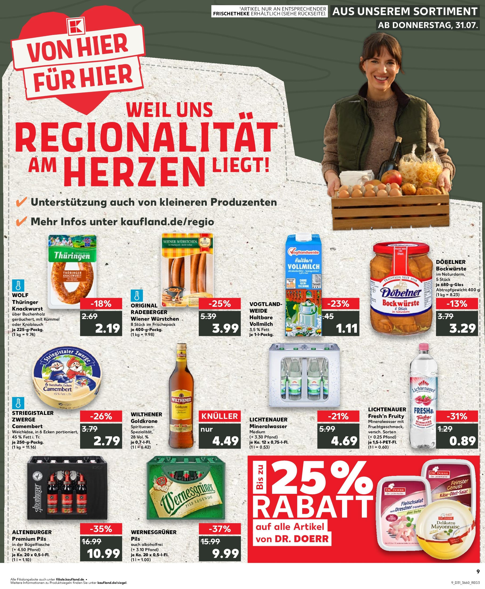 Prospekt Kaufland ab 31.07.2025 » Angebote und Werbung Online | Seite: 9 | Produkte: Wiener wurstchen, Pils, Wernesgruner, Mayonnaise Prospekt Kaufland ab 31.07.2025 » Angebote Online zum Blättern | Seite: 9 | Produkte: Wiener wurstchen, Pils, Wernesgruner, Mayonnaise