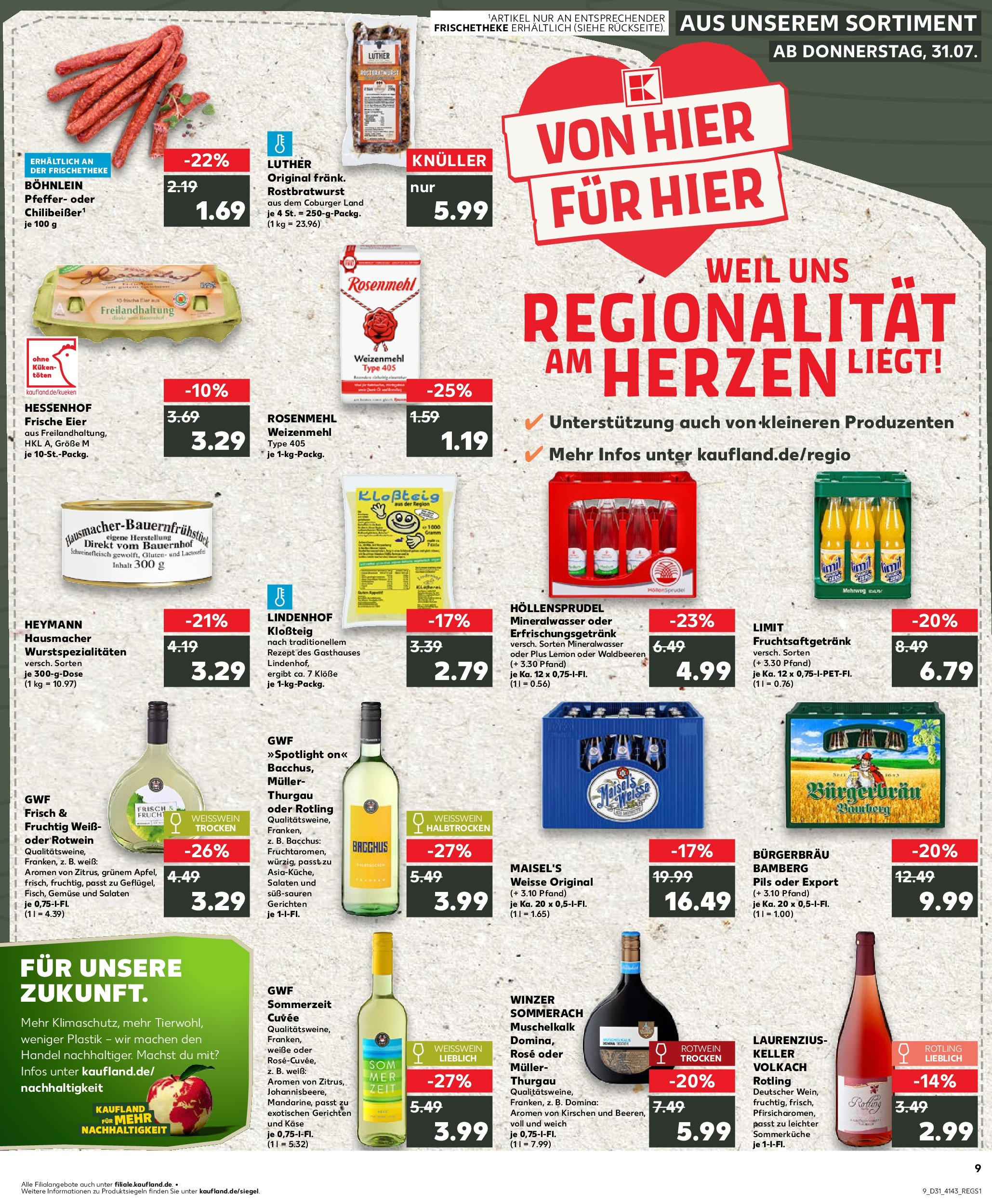 Prospekt Kaufland ab 31.07.2025 » Angebote Online zum Blättern | Seite: 9 | Produkte: Käse, Kirschen, Gemüse, Pfeffer