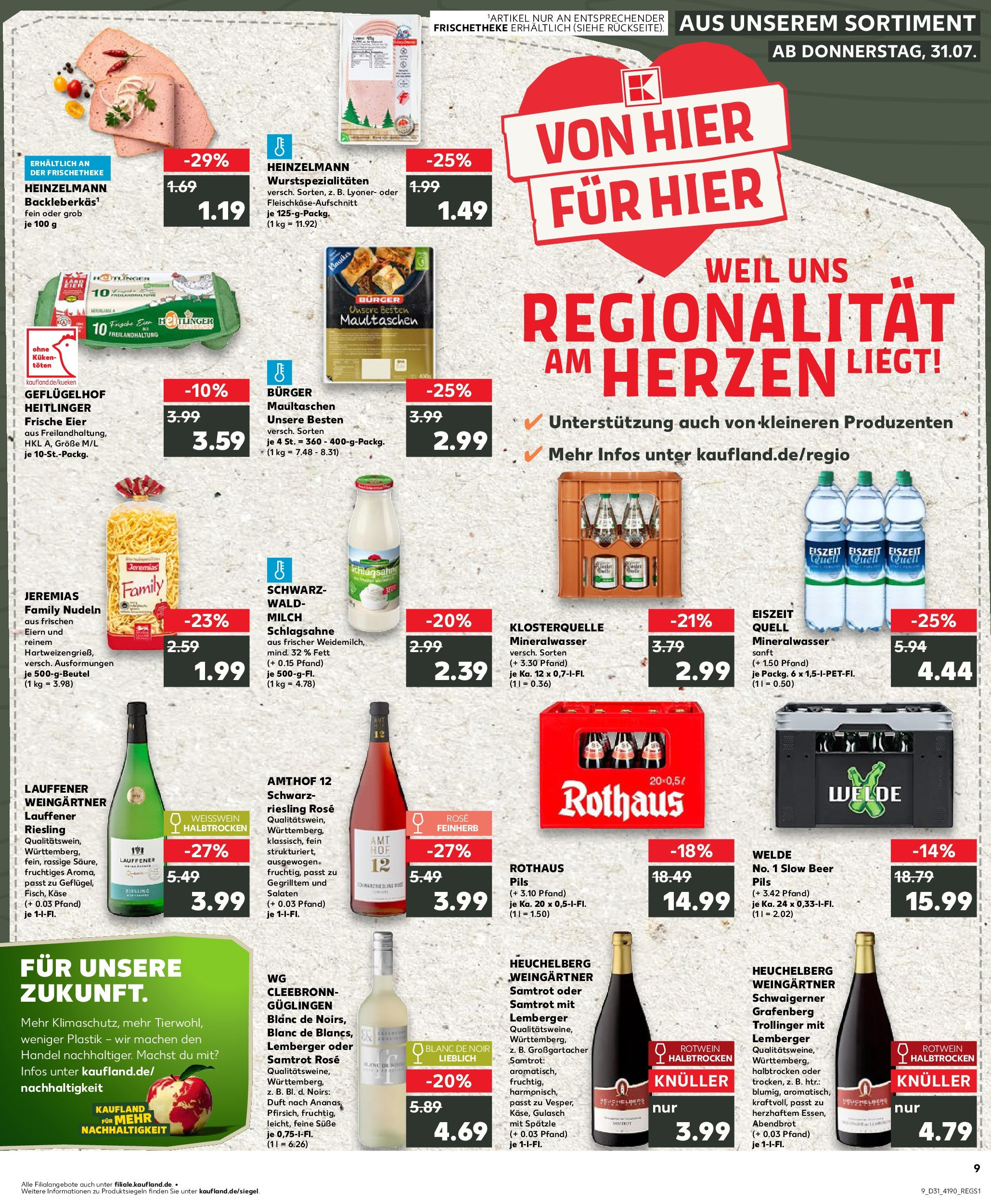 Prospekt Kaufland ab 31.07.2025 » Angebote und Werbung Online | Seite: 9 | Produkte: Käse, Eier, Rotwein, Burger Prospekt Kaufland ab 31.07.2025 » Angebote Online zum Blättern | Seite: 9 | Produkte: Käse, Eier, Rotwein, Burger