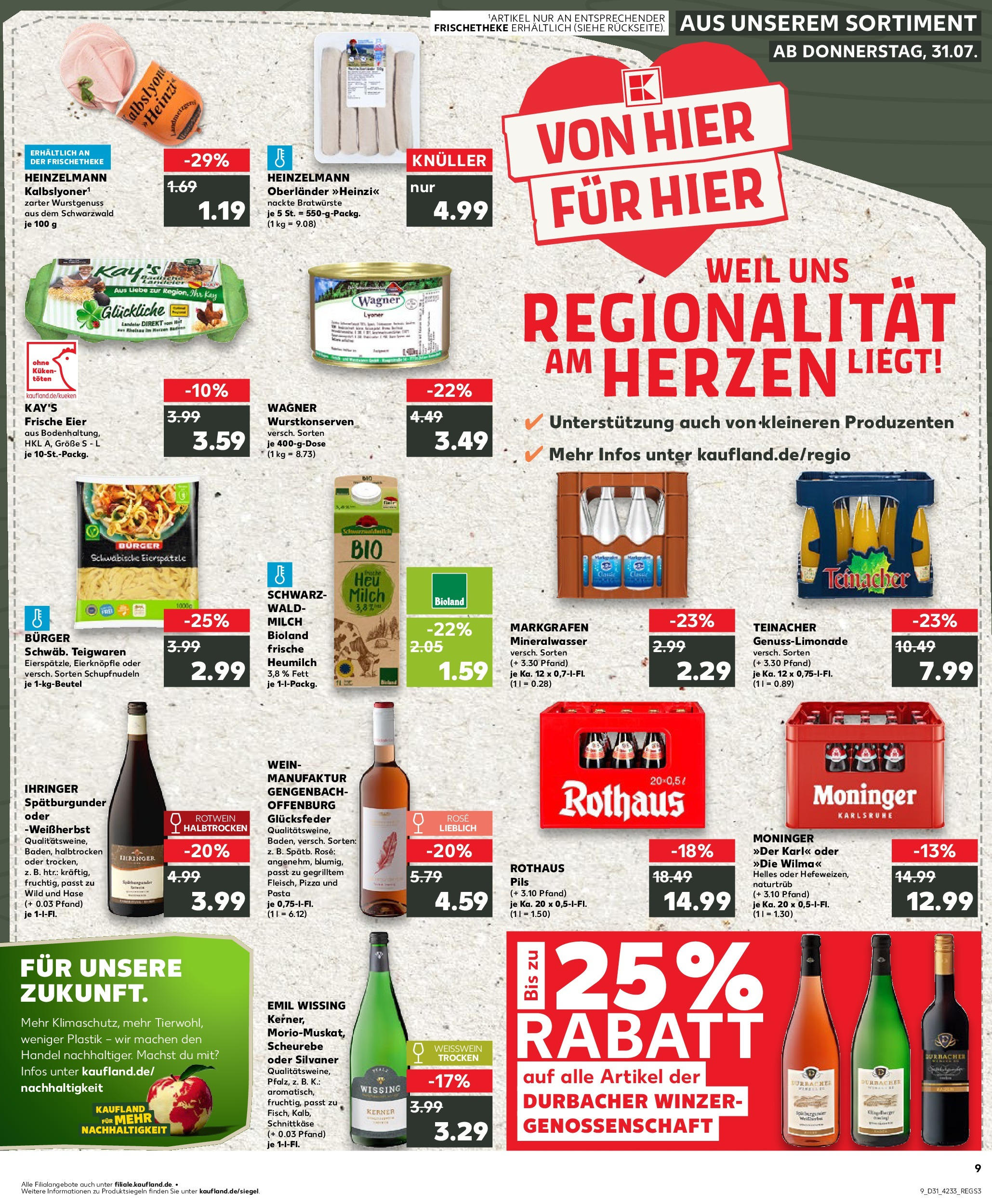 Prospekt Kaufland ab 31.07.2025 » Angebote und Werbung Online | Seite: 9 | Produkte: Milch, Eier, Pils, Burger Prospekt Kaufland ab 31.07.2025 » Angebote Online zum Blättern | Seite: 9 | Produkte: Milch, Eier, Pils, Burger