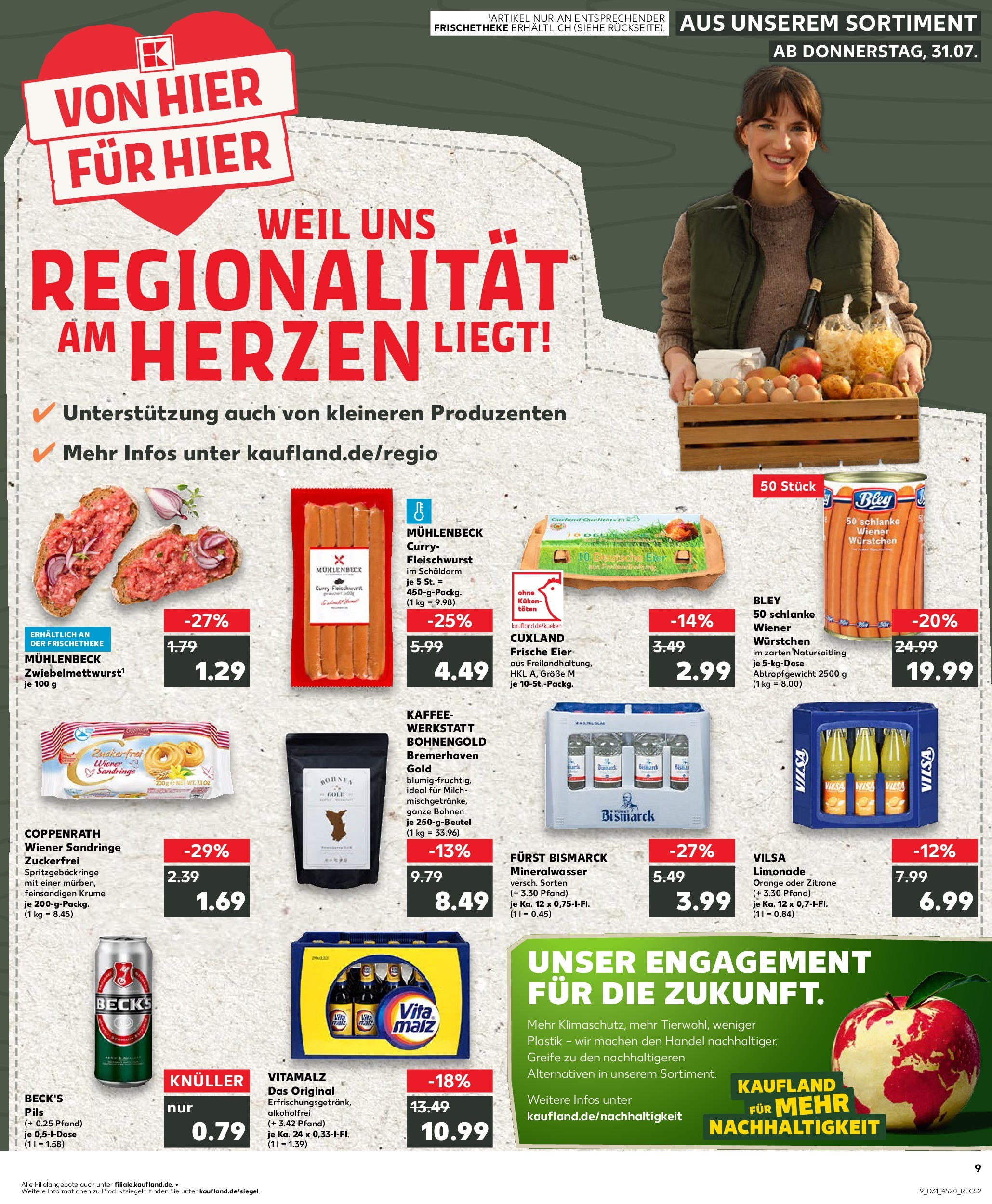 Prospekt Kaufland ab 31.07.2025 » Angebote Online zum Blättern | Seite: 9 | Produkte: Milch, Eier, Kaffee, Limonade
