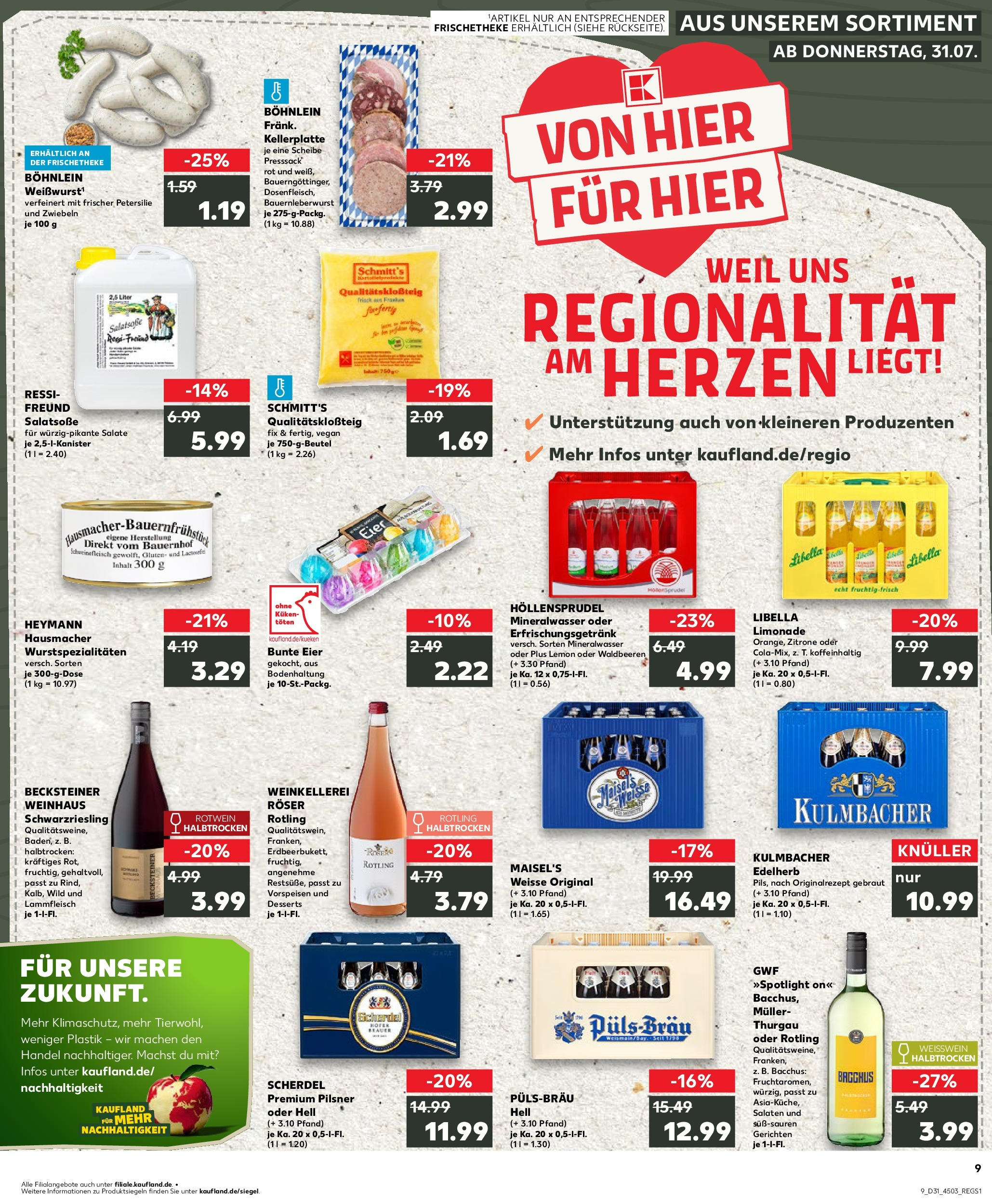 Prospekt Kaufland ab 31.07.2025 » Angebote Online zum Blättern | Seite: 9 | Produkte: Dressing, Zitrone, Petersilie, Schweinefleisch