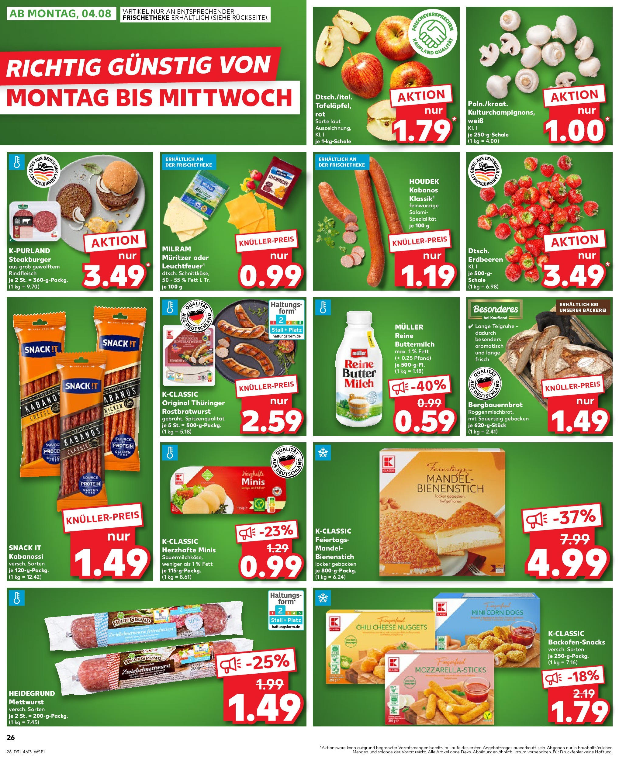 Prospekt Kaufland ab 31.07.2025 » Angebote und Werbung Online | Seite: 26 | Produkte: Milch, Milram, Chili, Salami Prospekt Kaufland ab 31.07.2025 » Angebote Online zum Blättern | Seite: 26 | Produkte: Milch, Milram, Chili, Salami