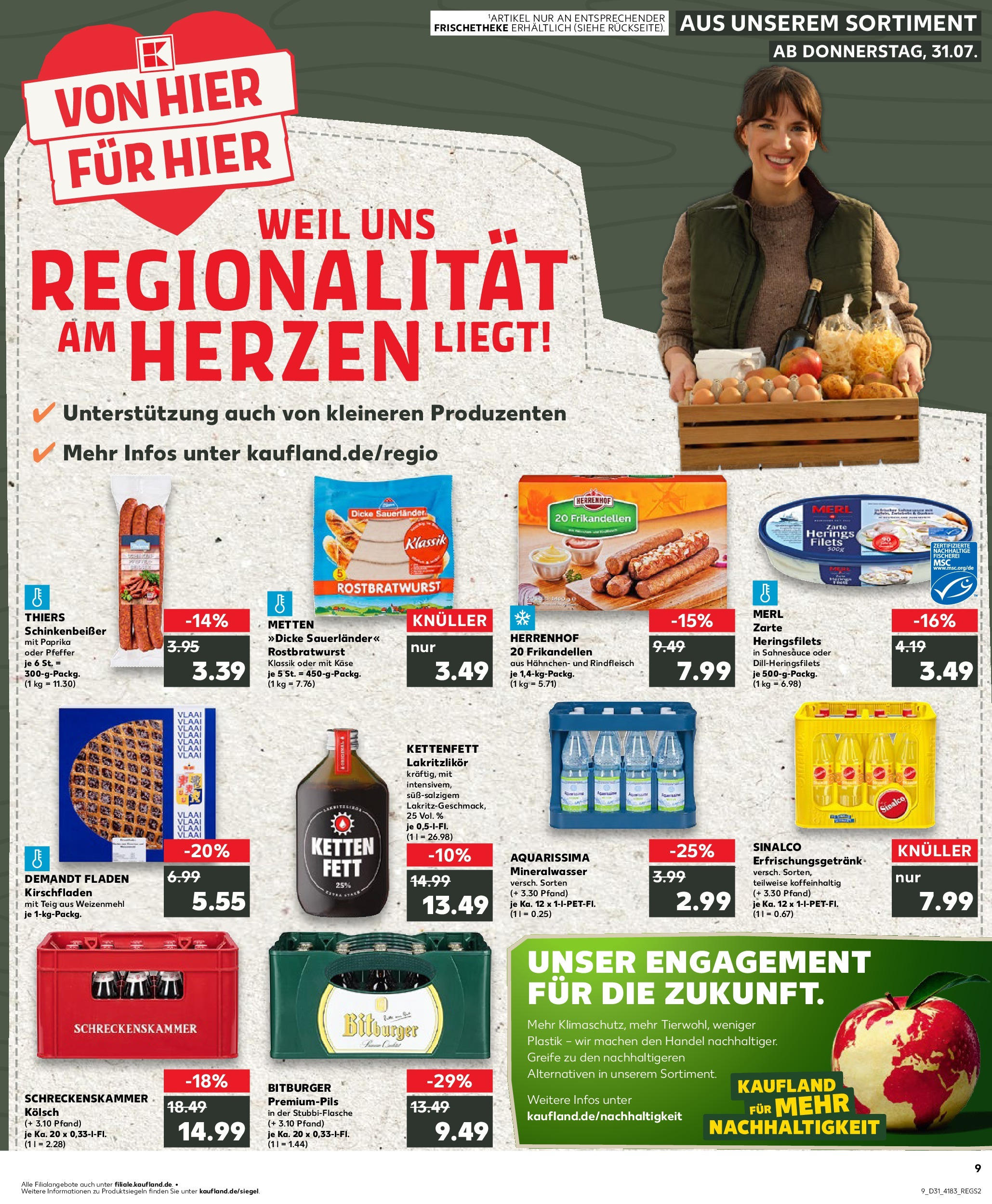 Prospekt Kaufland ab 31.07.2025 » Angebote Online zum Blättern | Seite: 9 | Produkte: Käse, Mineralwasser, Paprika, Rindfleisch