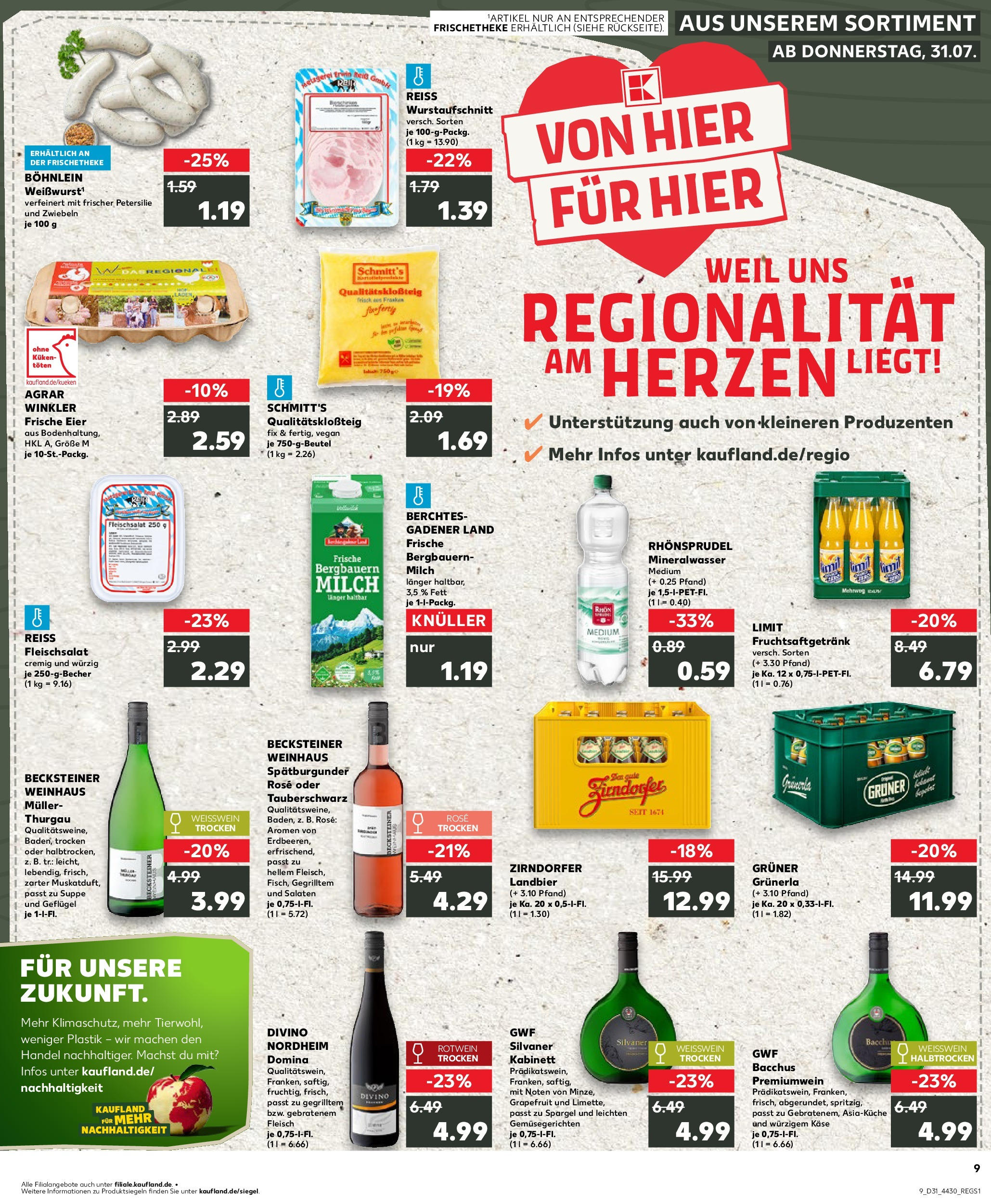 Prospekt Kaufland ab 31.07.2025 » Angebote Online zum Blättern | Seite: 9 | Produkte: Eier, Weißwein, Mineralwasser, Grapefruit
