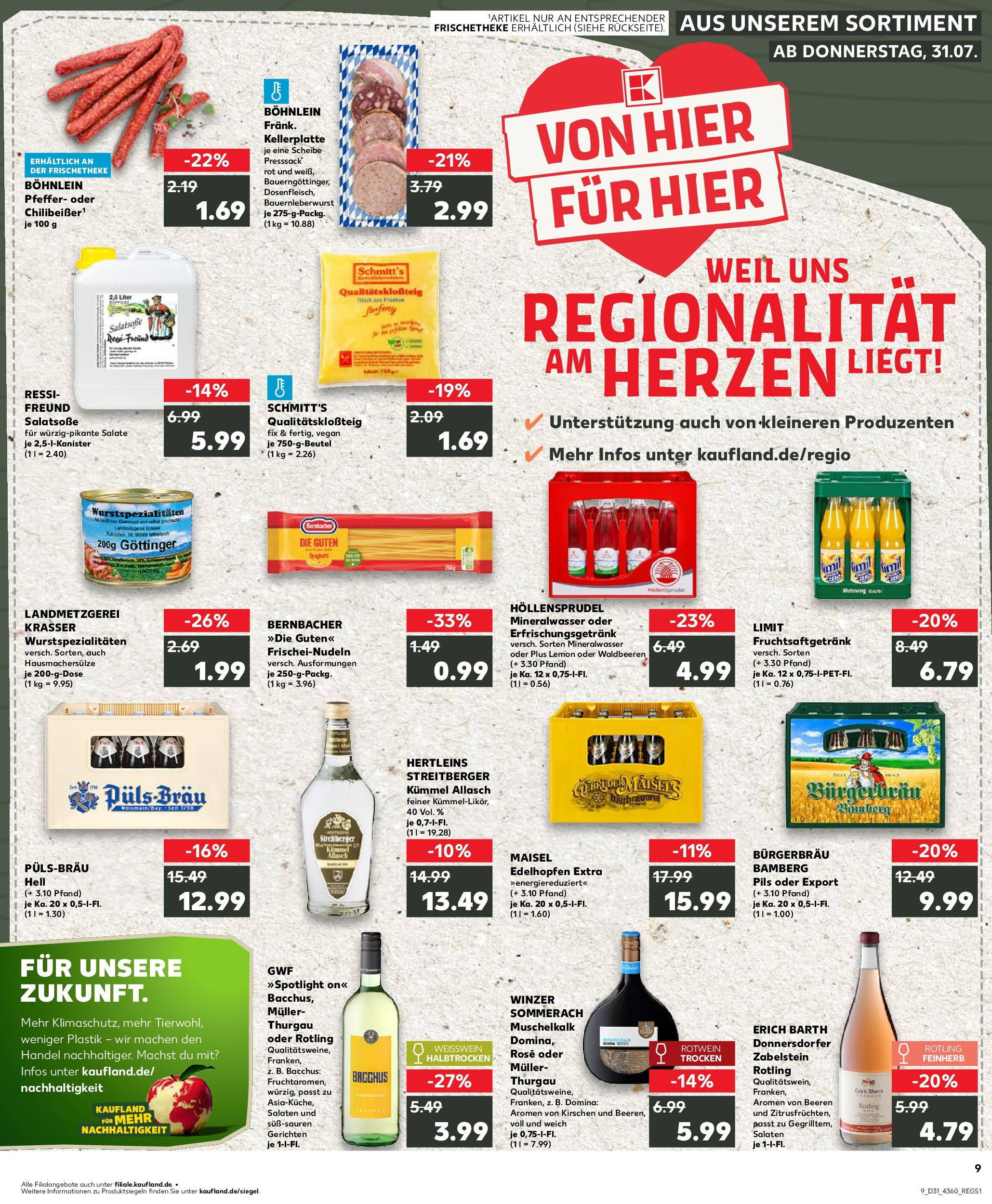 Prospekt Kaufland ab 31.07.2025 » Angebote und Werbung Online | Seite: 9 | Produkte: Rotwein, Pils, Dressing, Mineralwasser Prospekt Kaufland ab 31.07.2025 » Angebote Online zum Blättern | Seite: 9 | Produkte: Rotwein, Pils, Dressing, Mineralwasser
