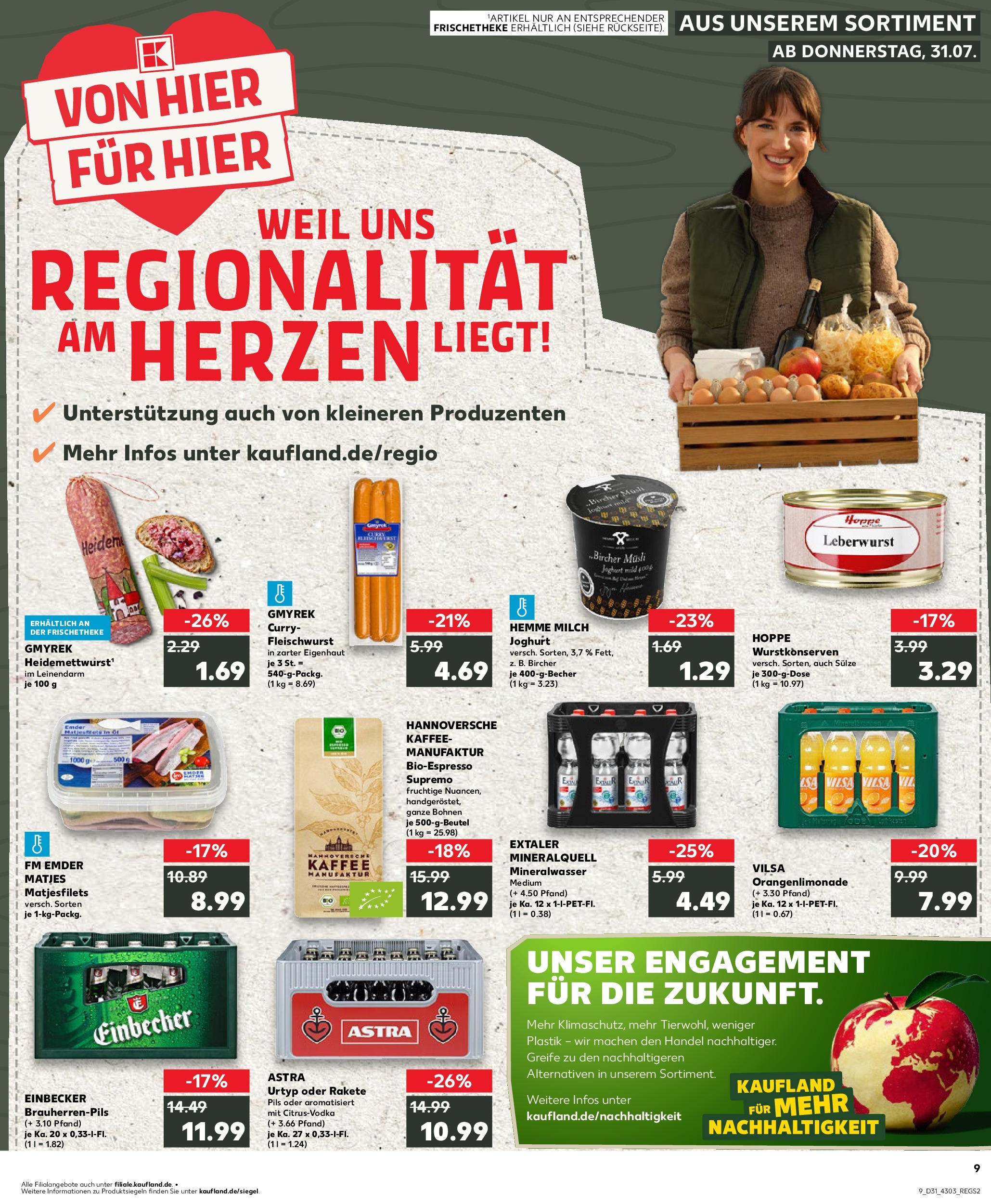 Prospekt Kaufland ab 31.07.2025 » Angebote und Werbung Online | Seite: 9 | Produkte: Musli, Joghurt, Kaffee, Astra Prospekt Kaufland ab 31.07.2025 » Angebote Online zum Blättern | Seite: 9 | Produkte: Musli, Joghurt, Kaffee, Astra