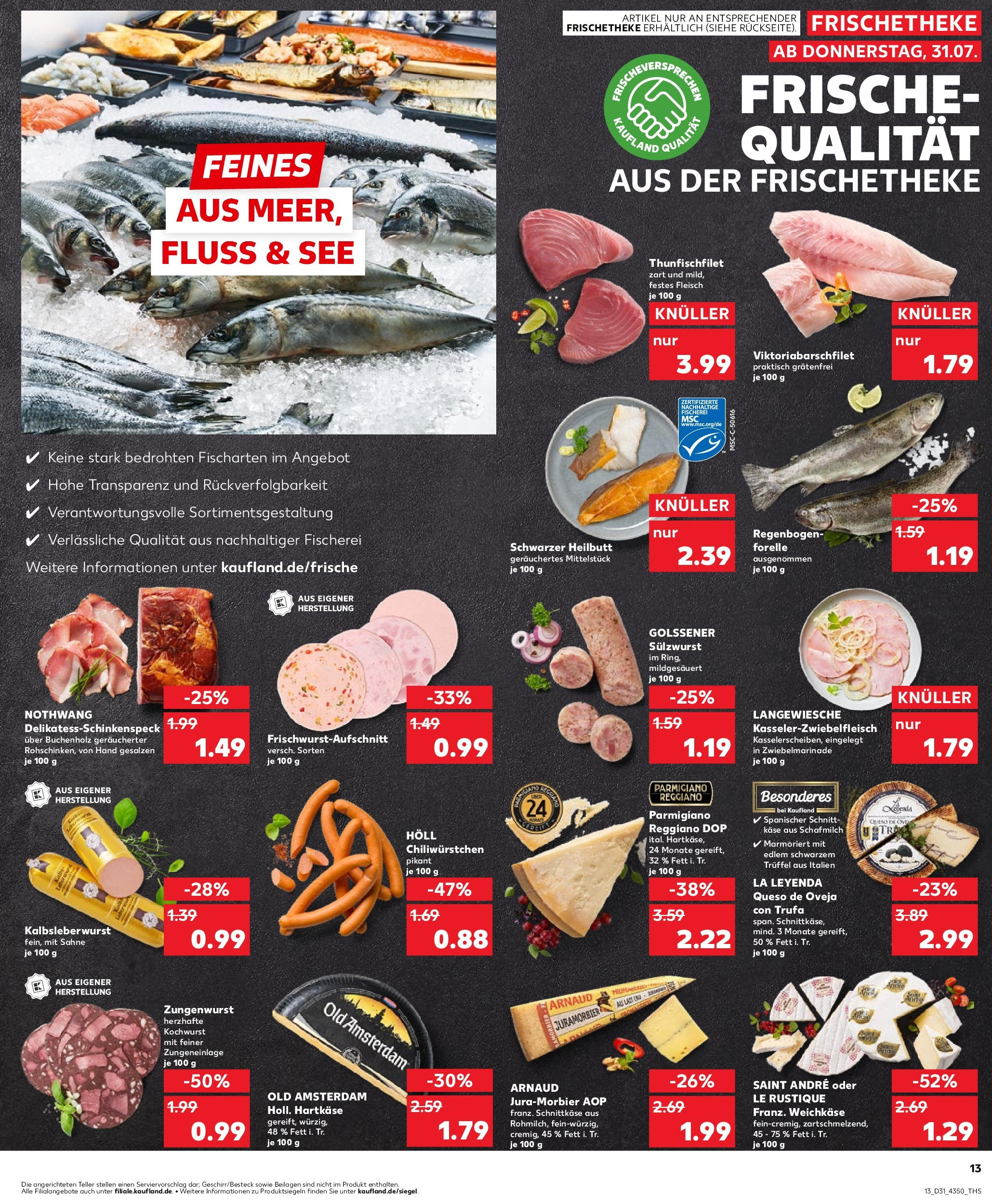 Prospekt Kaufland ab 31.07.2025 » Angebote Online zum Blättern | Seite: 13 | Produkte: Käse, Chili, Sahne, Fleisch
