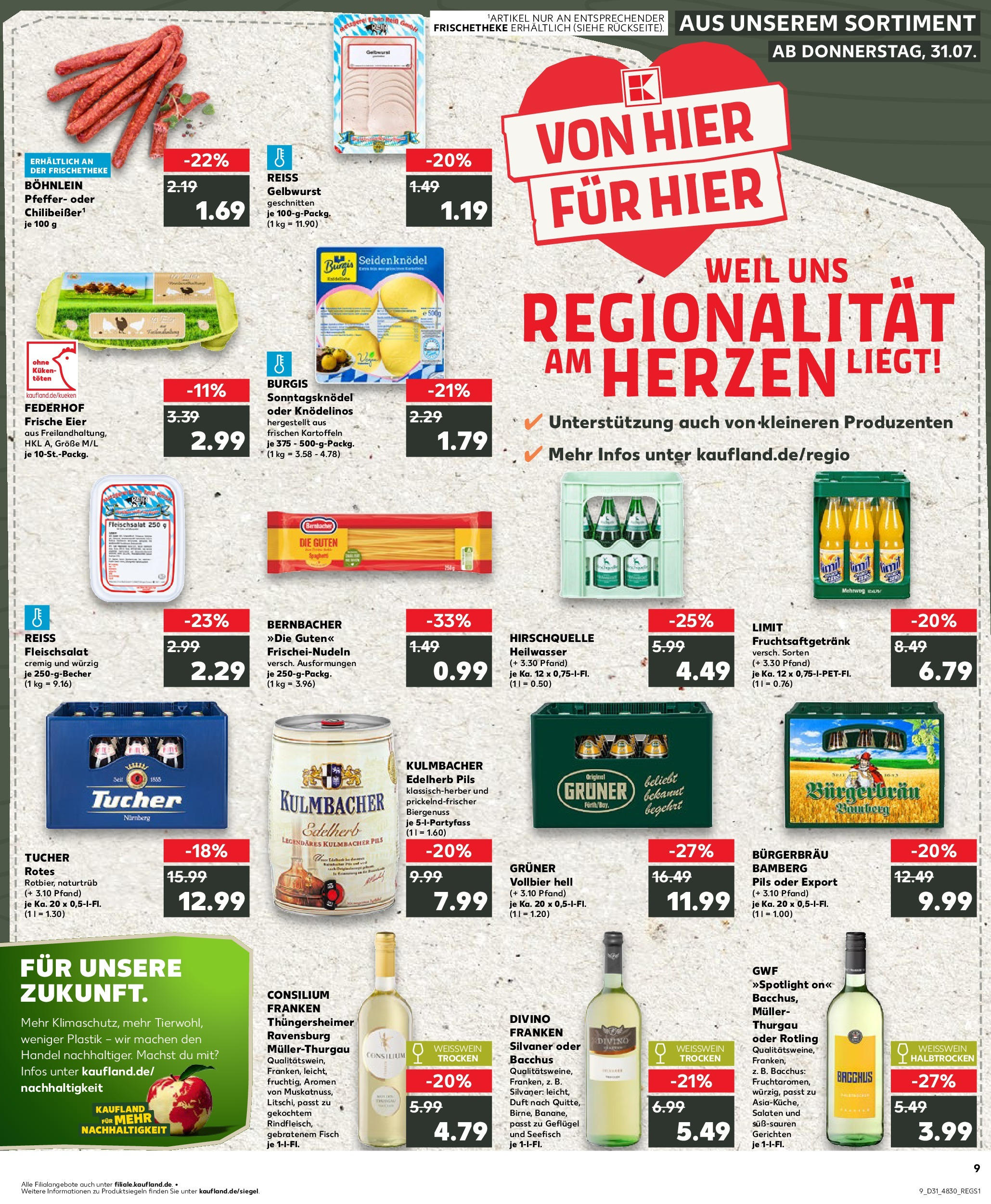 Prospekt Kaufland ab 31.07.2025 » Angebote und Werbung Online | Seite: 9 | Produkte: Eier, Weißwein, Fisch, Pasta Prospekt Kaufland ab 31.07.2025 » Angebote Online zum Blättern | Seite: 9 | Produkte: Eier, Weißwein, Fisch, Pasta