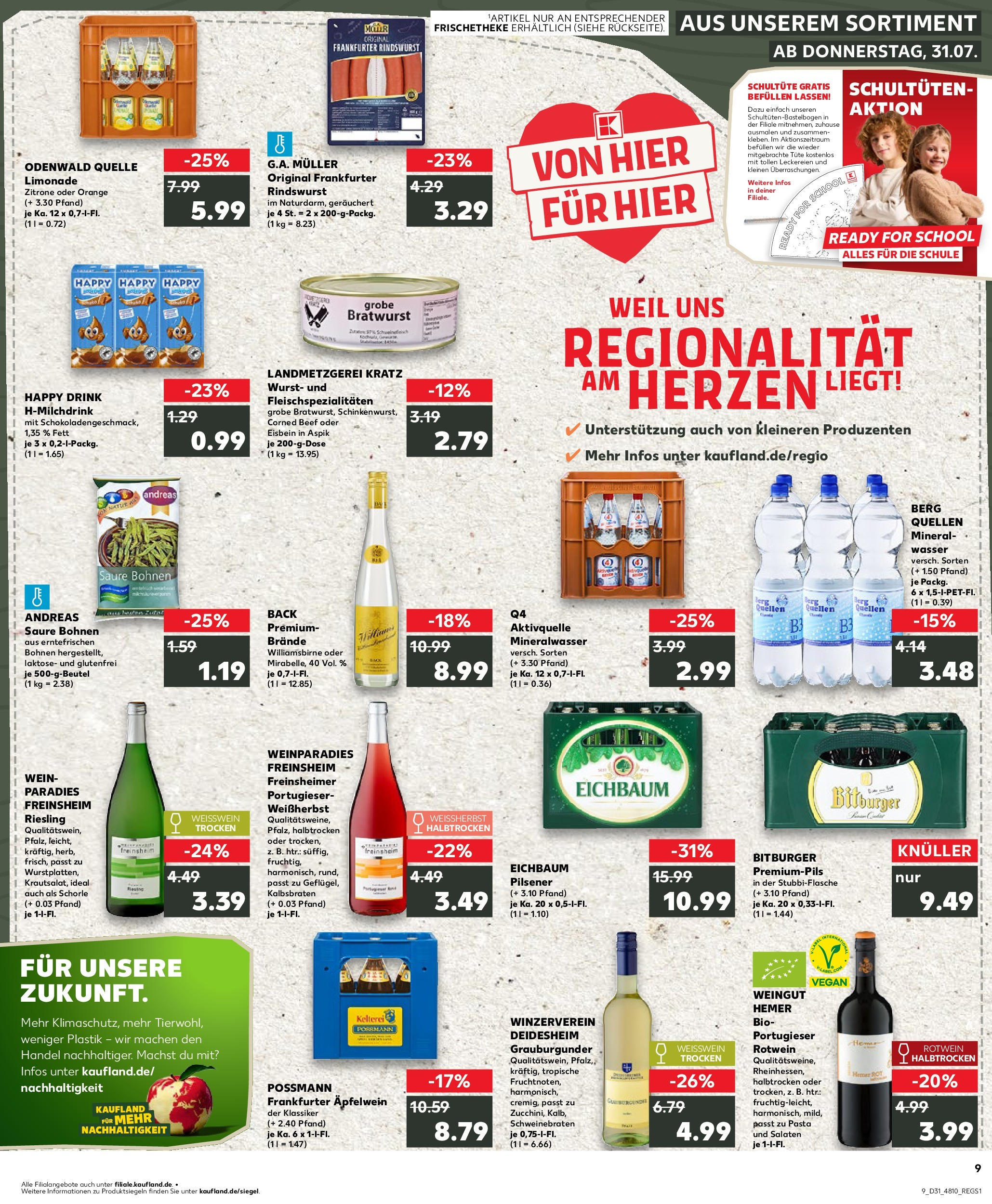 Prospekt Kaufland ab 31.07.2025 » Angebote und Werbung Online | Seite: 9 | Produkte: Bitburger, Rotwein trocken, Wasser, Zitrone Prospekt Kaufland ab 31.07.2025 » Angebote Online zum Blättern | Seite: 9 | Produkte: Bitburger, Rotwein trocken, Wasser, Zitrone