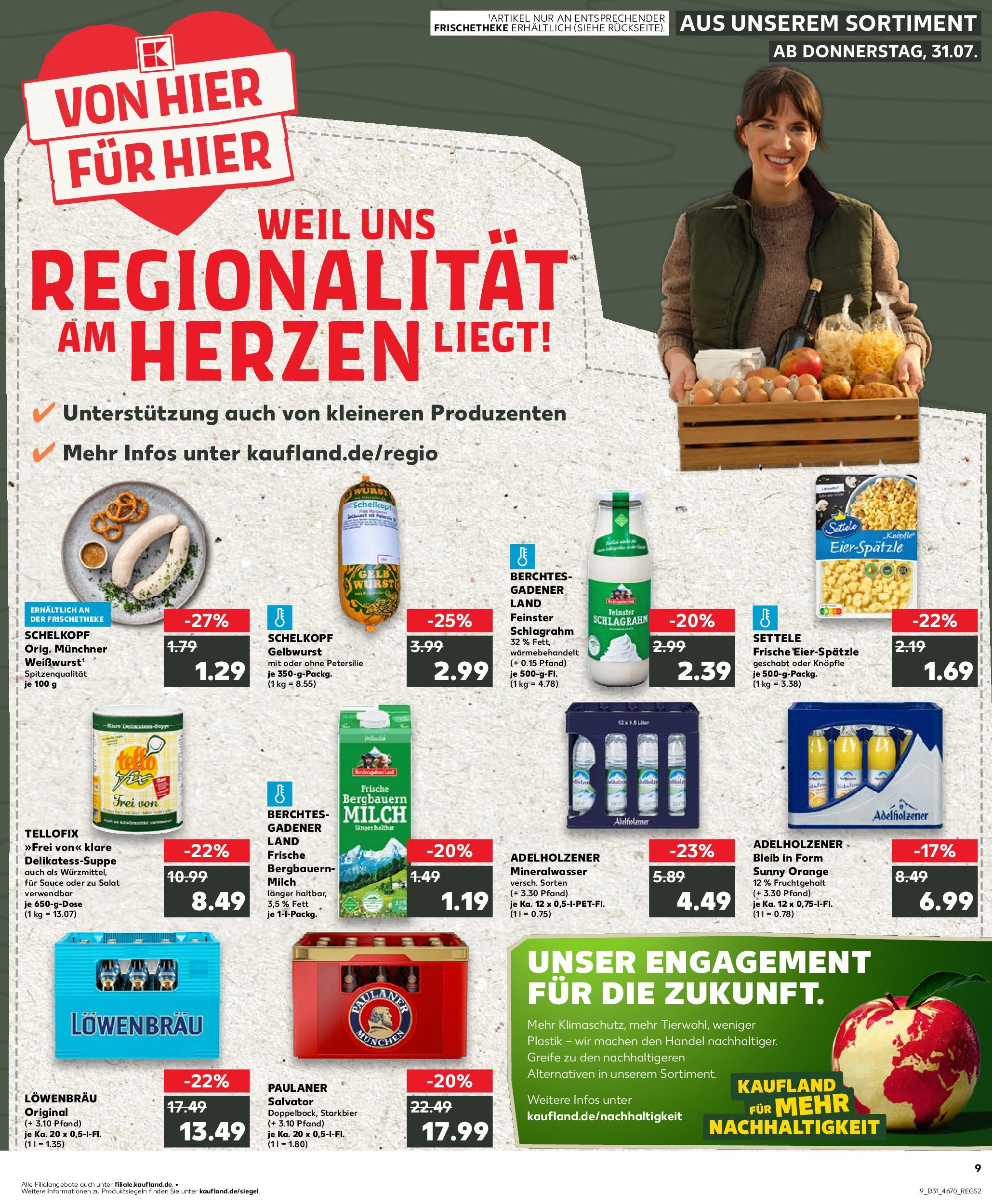 Prospekt Kaufland ab 31.07.2025 » Angebote und Werbung Online | Seite: 9 | Produkte: Milch, Adelholzener, Mineralwasser, Petersilie Prospekt Kaufland ab 31.07.2025 » Angebote Online zum Blättern | Seite: 9 | Produkte: Milch, Adelholzener, Mineralwasser, Petersilie