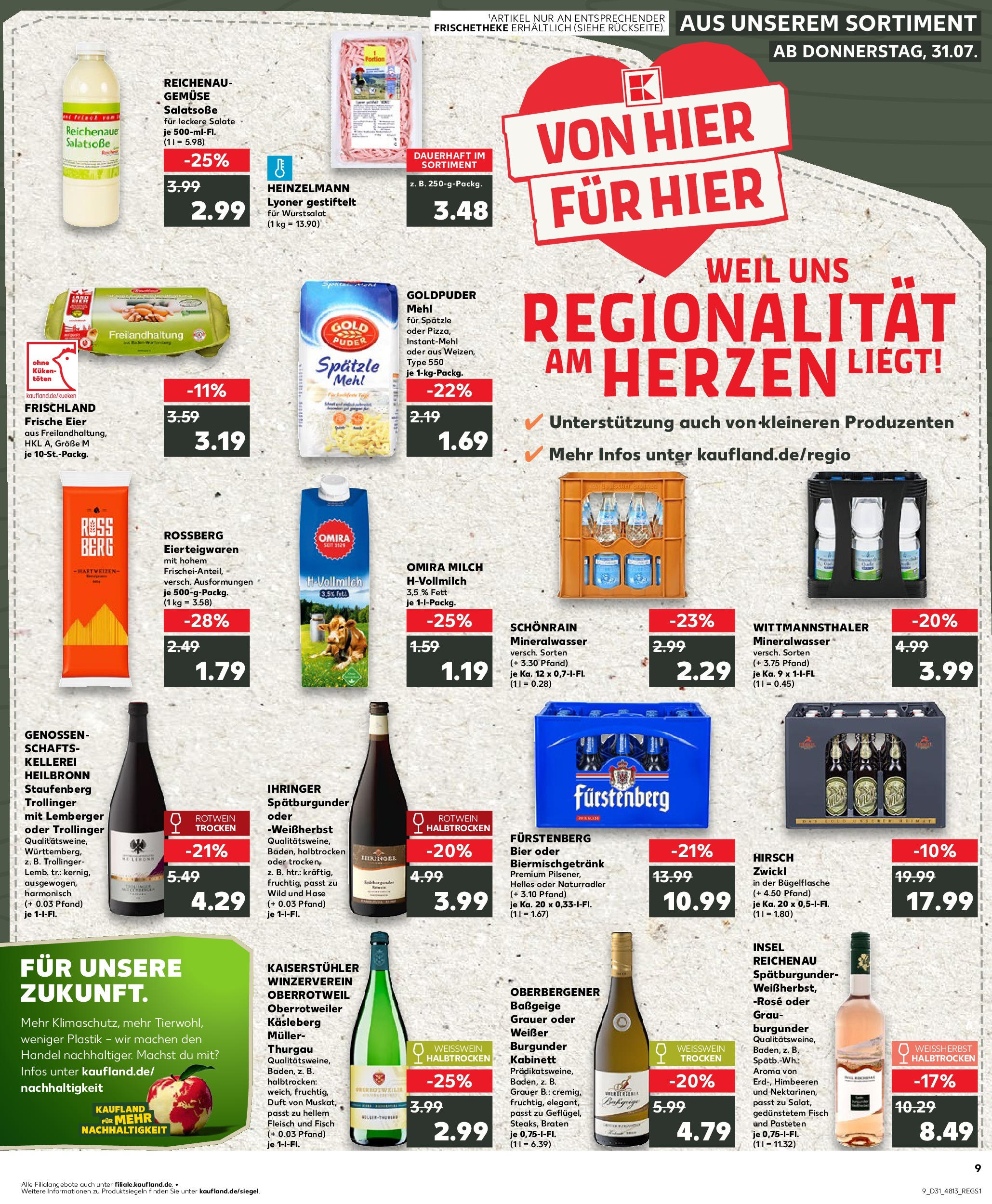Prospekt Kaufland ab 31.07.2025 » Angebote Online zum Blättern | Seite: 9 | Produkte: Himbeeren, Milch, Bier, Fleisch