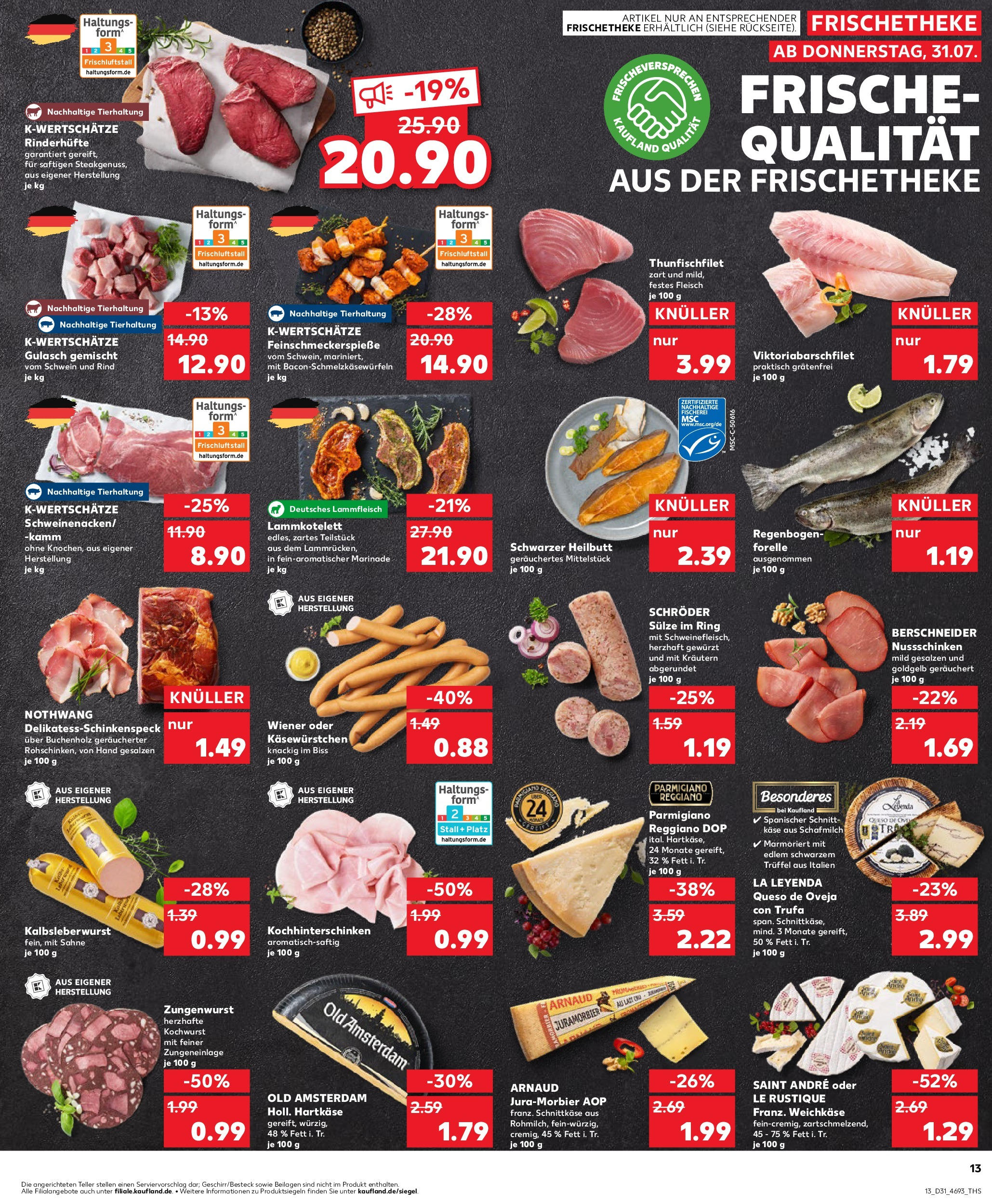 Prospekt Kaufland ab 31.07.2025 » Angebote und Werbung Online | Seite: 13 | Produkte: Käse, Gulasch, Sahne, Fleisch Prospekt Kaufland ab 31.07.2025 » Angebote Online zum Blättern | Seite: 13 | Produkte: Käse, Gulasch, Sahne, Fleisch