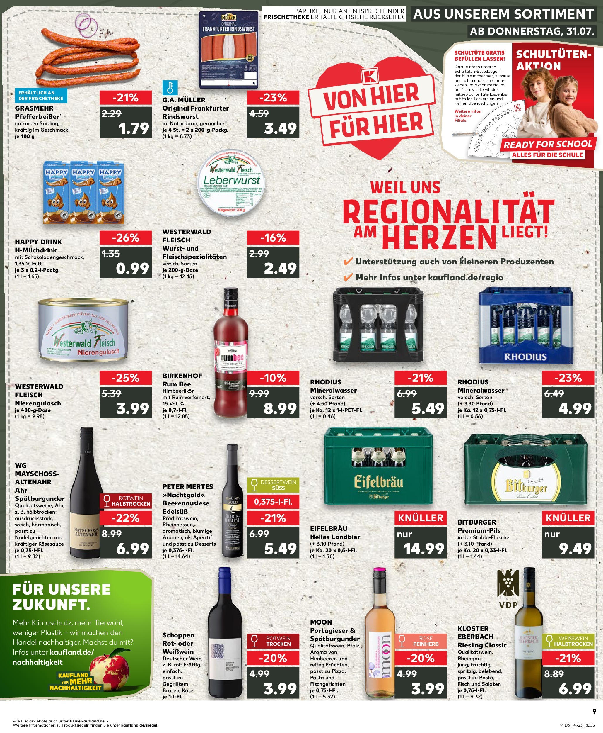 Prospekt Kaufland ab 31.07.2025 » Angebote Online zum Blättern | Seite: 9 | Produkte: Himbeeren, Rotwein, Rum, Mineralwasser